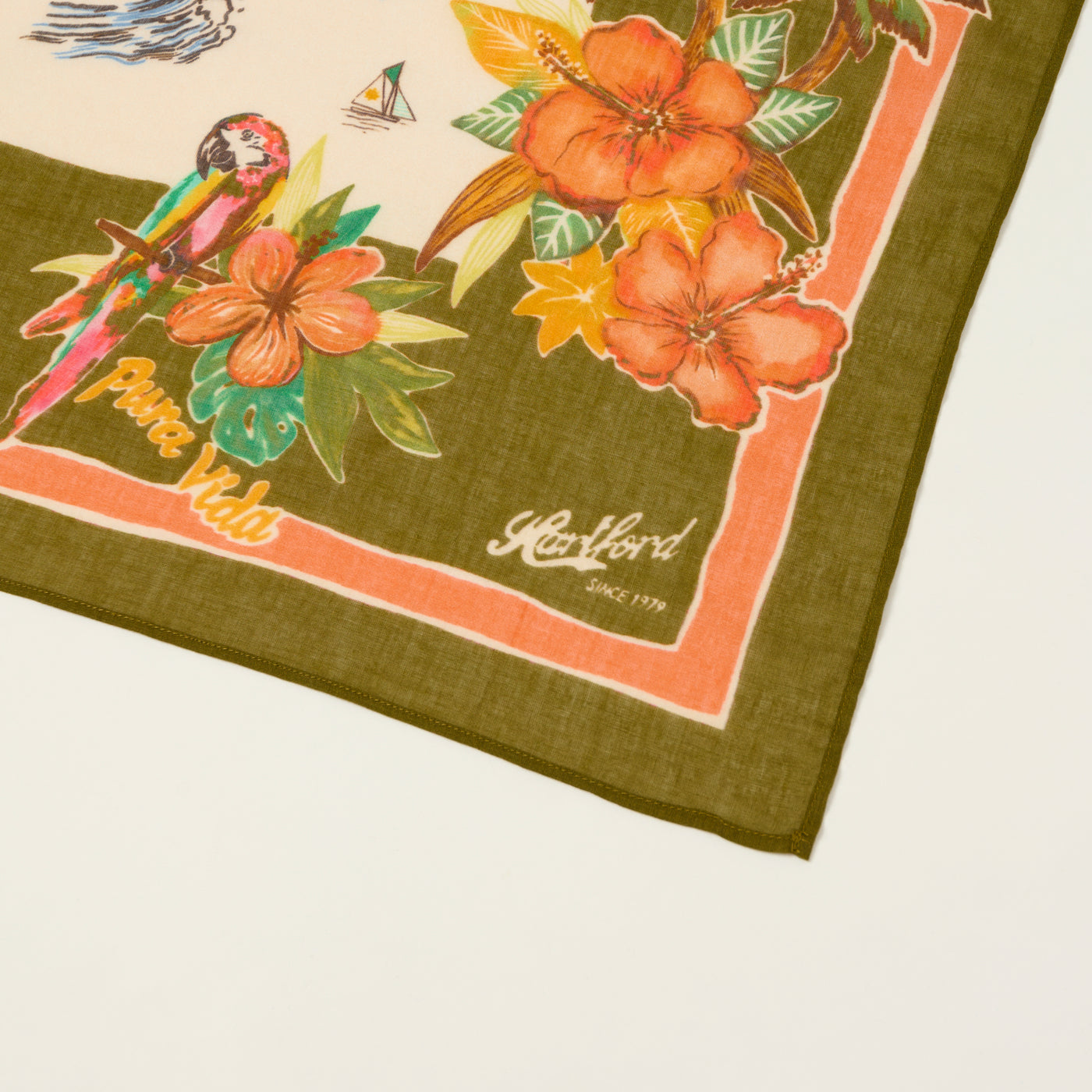 Hartford 'Costa Rica' Souvenir Cotton Bandana - Olive