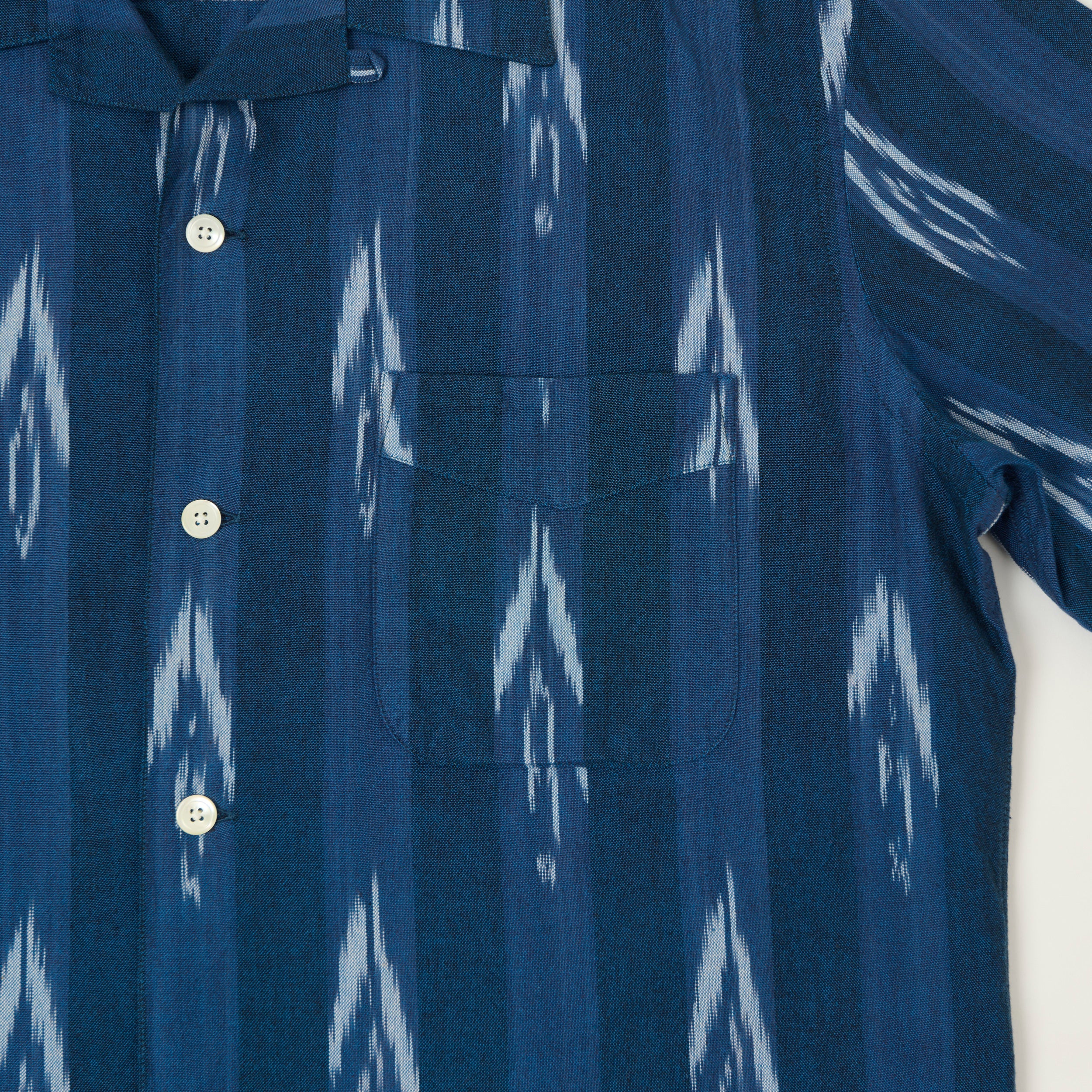 Hartford 'Ikat' Cotton Woven Palmito Shirt - Indigo