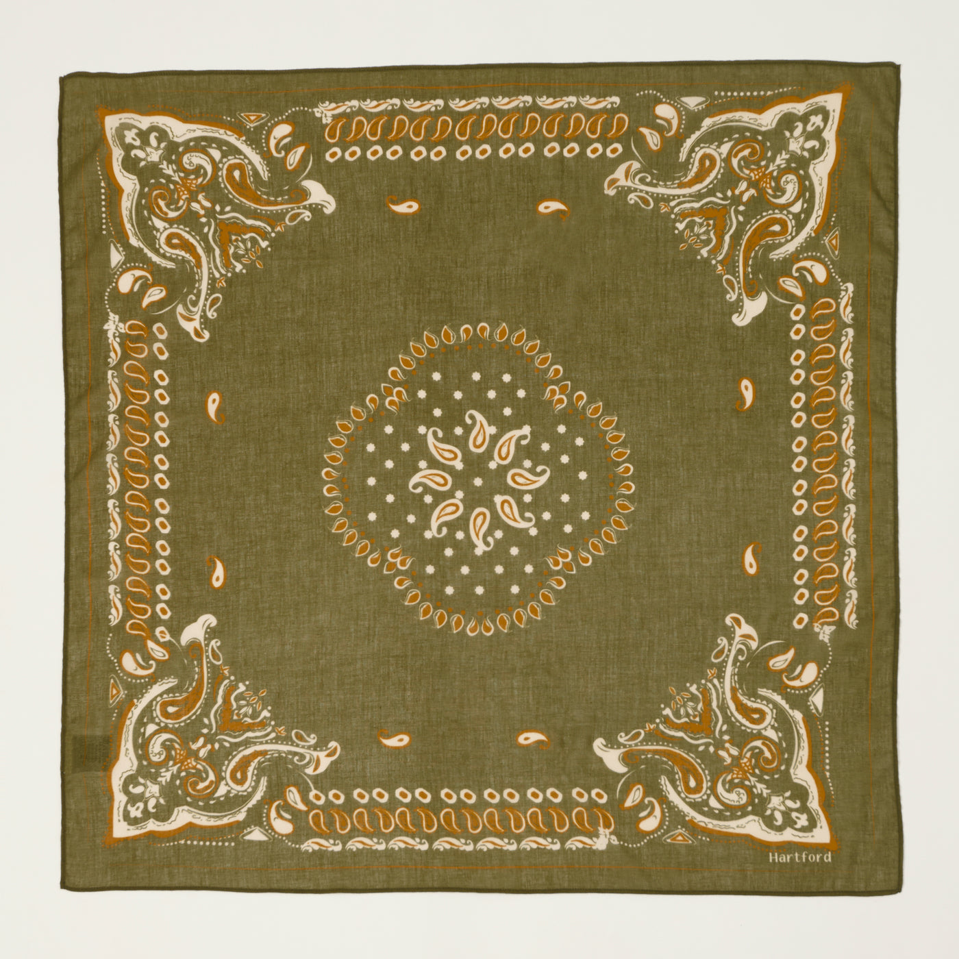 Hartford Paisley Cotton Bandana - Army