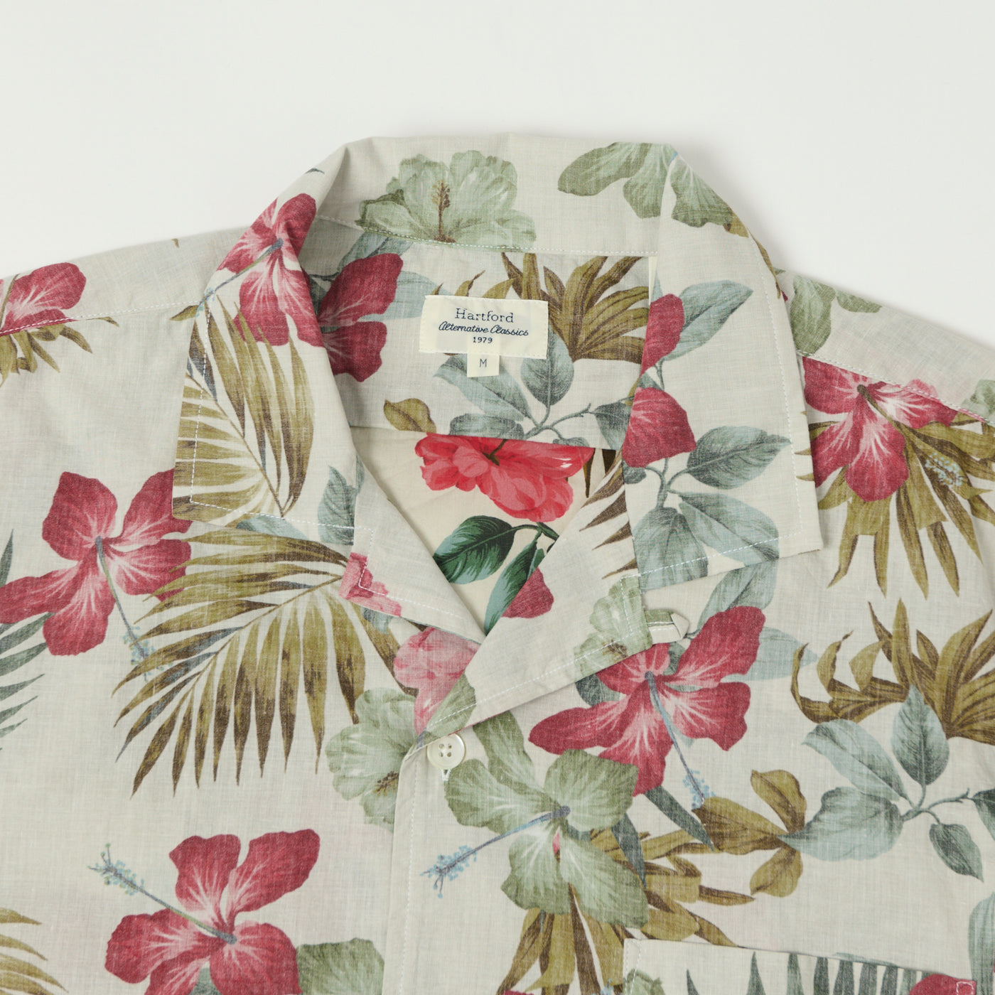 Hartford 'Palm' Camp Collar Hawaiian Shirt - Stone