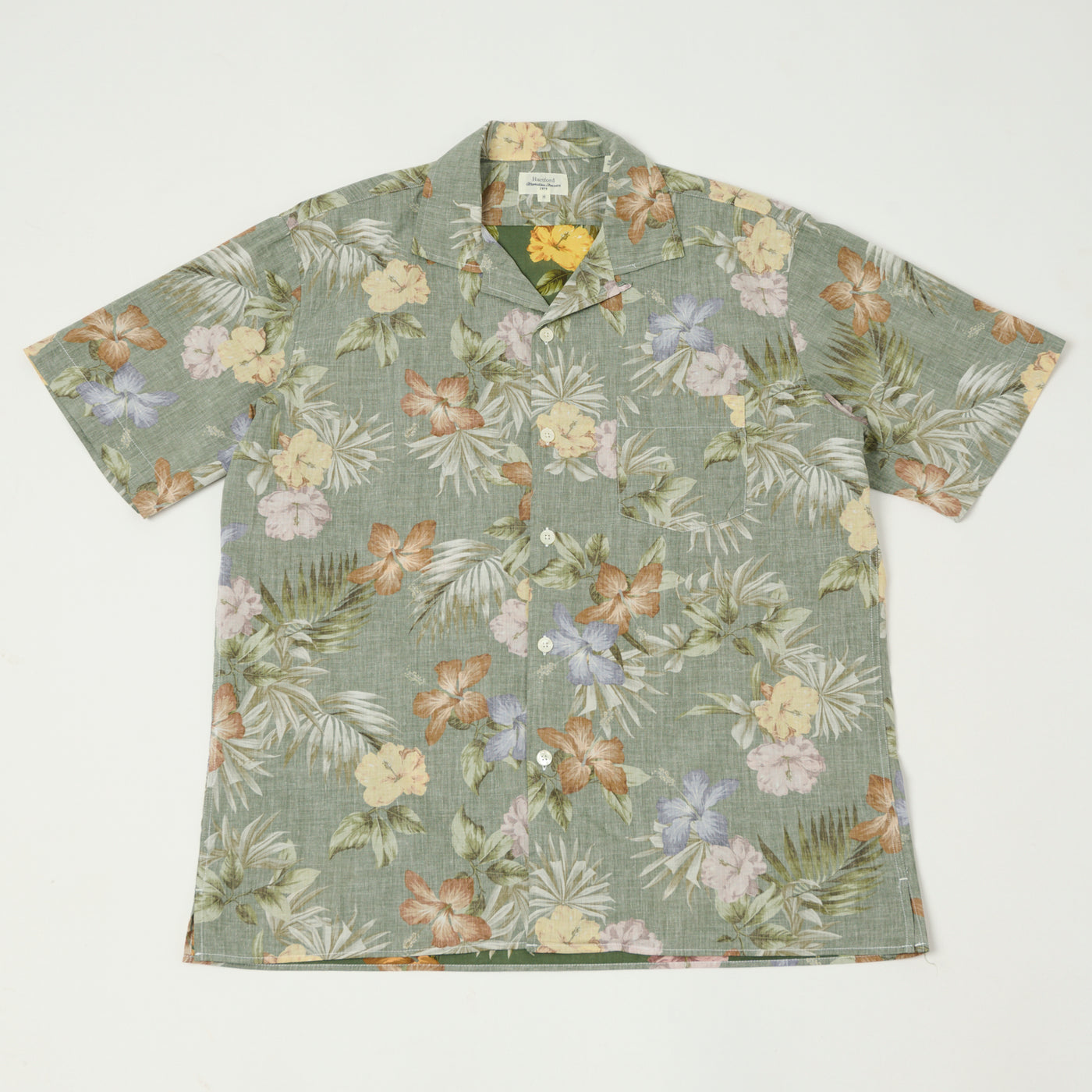Hartford 'Palm' Camp Collar Hawaiian Shirt - Army