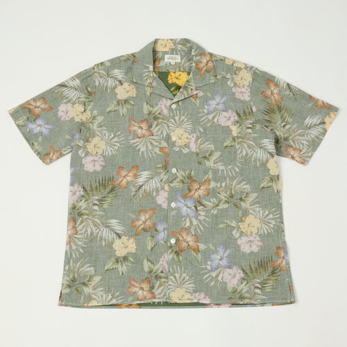 Hartford 'Palm' Camp Collar Hawaiian Shirt - Army