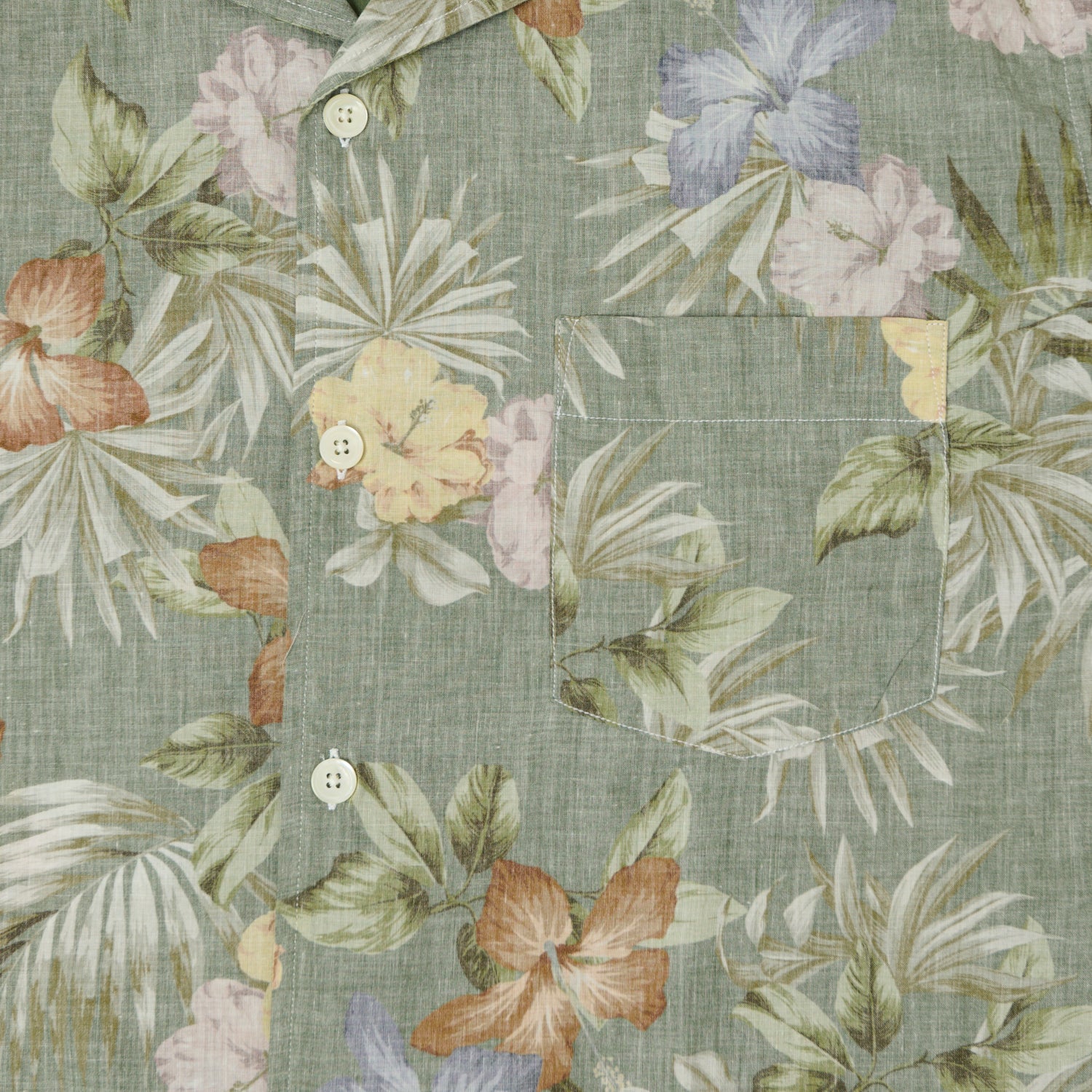 Hartford 'Palm' Camp Collar Hawaiian Shirt - Army