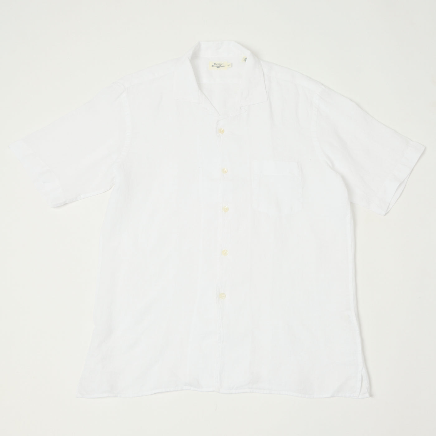 Hartford 'Palm' Camp Collar Linen Shirt - White
