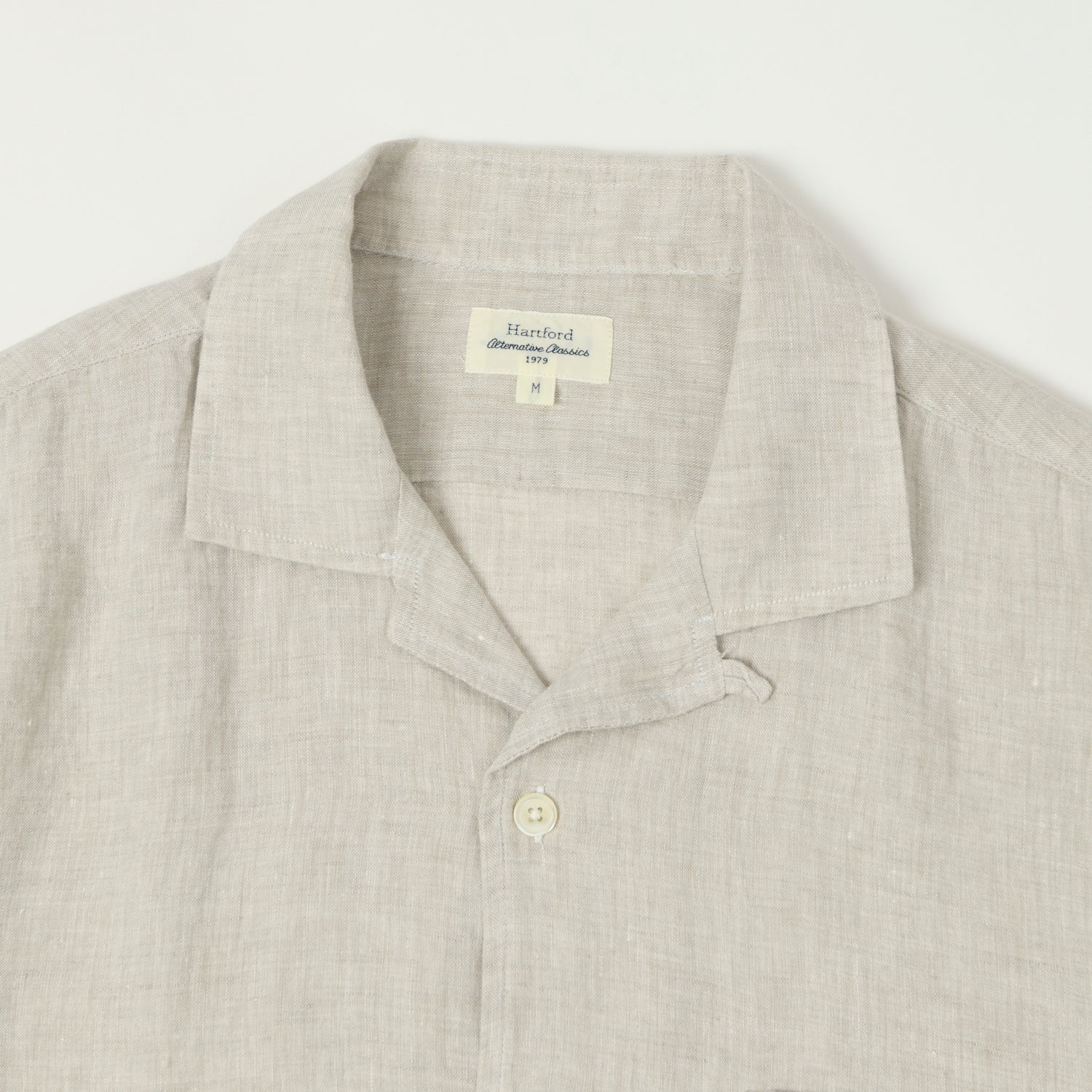 Hartford 'Palm' Camp Collar Linen Shirt  - Natural