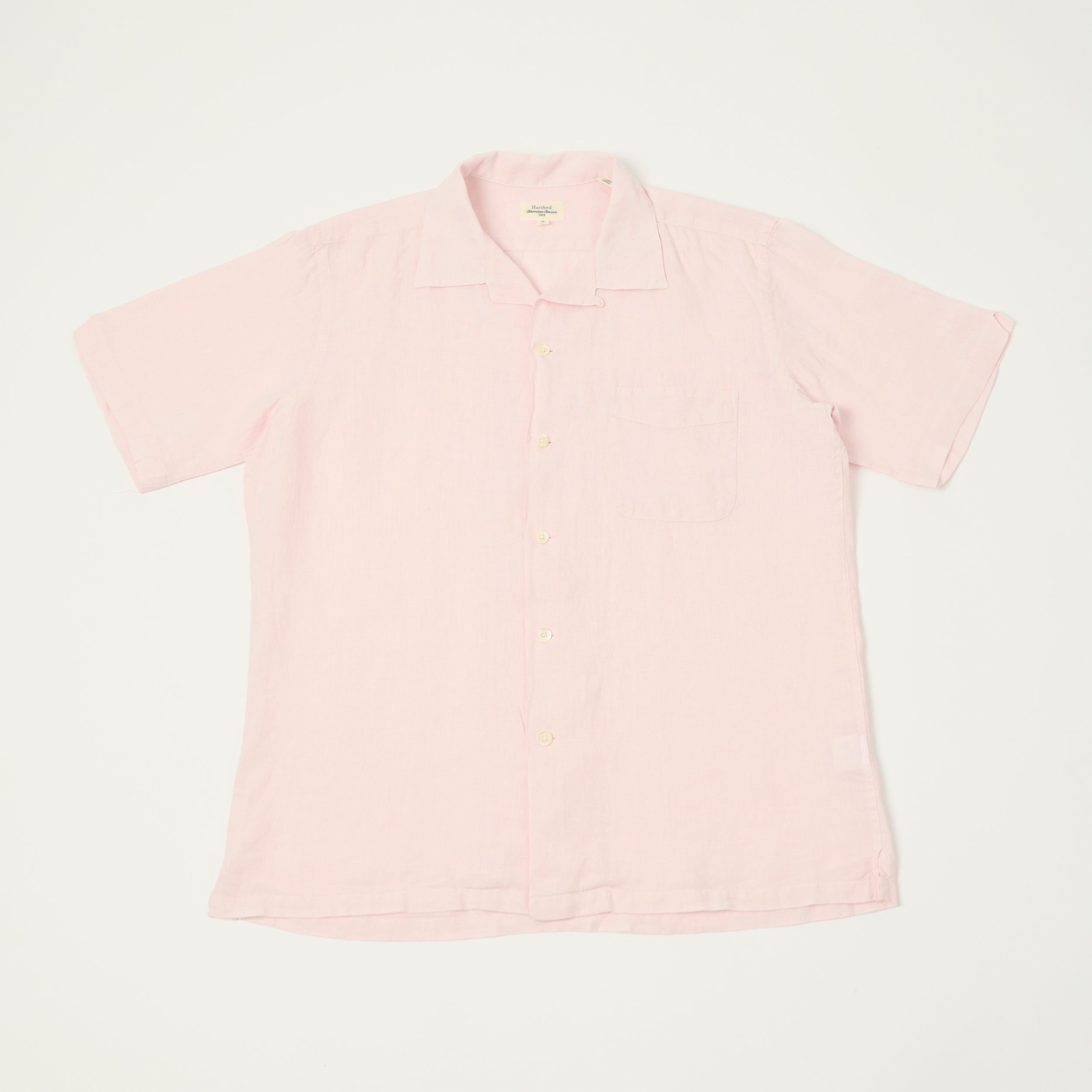 Hartford 'Palm' Camp Collar Linen Shirt - Shell Pink