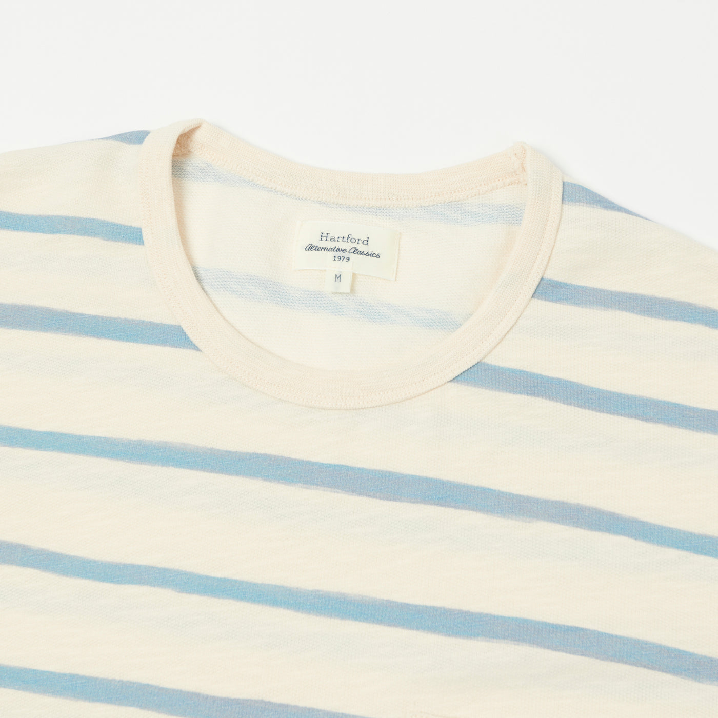 Hartford Painted Stripe T-Shirt - Ecru/Blue
