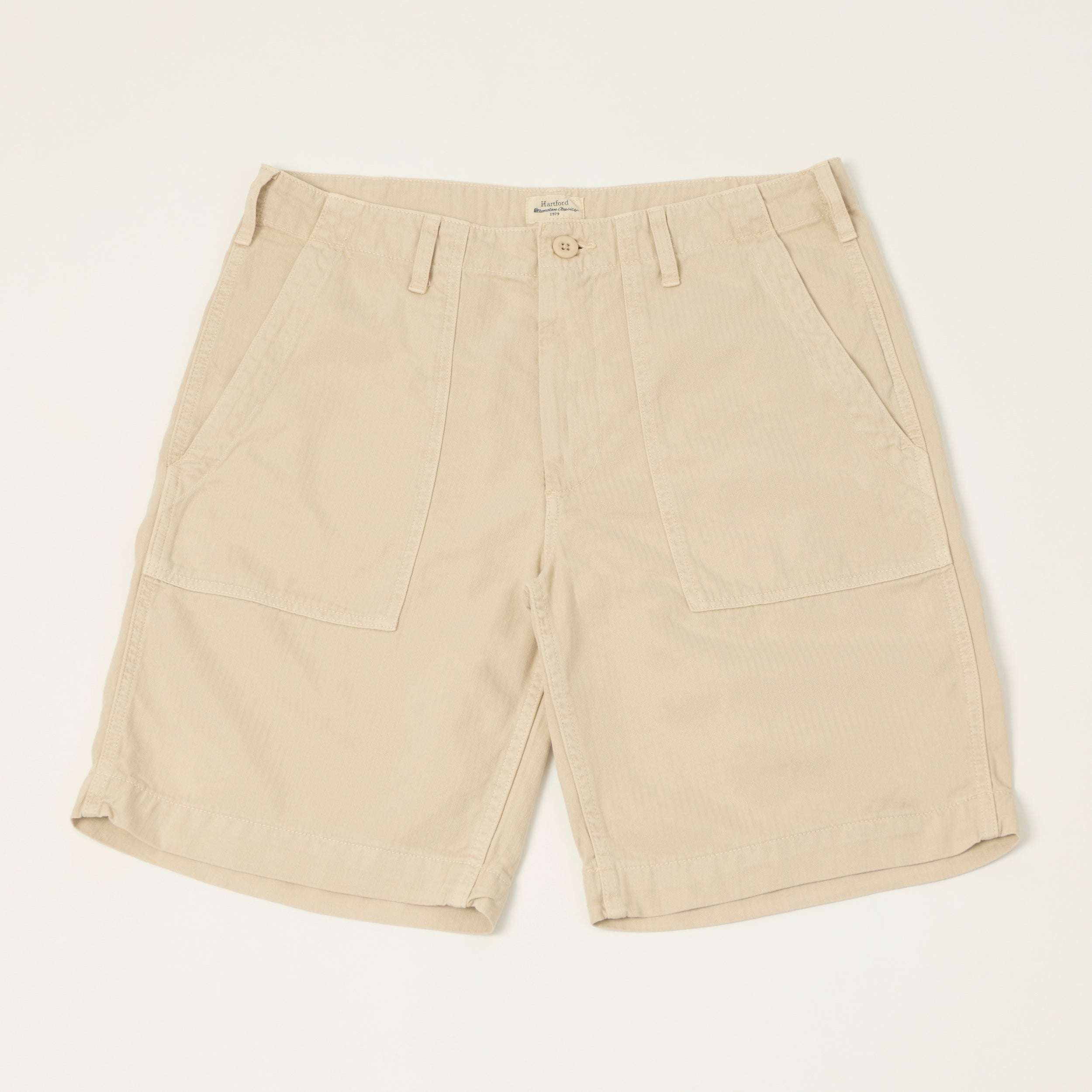 Hartford Herringbone Fatigue Shorts - Stone
