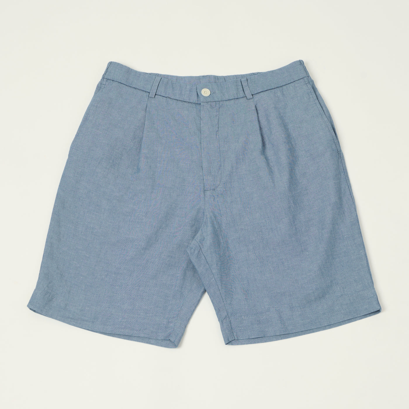 Hartford 'Task' Chambray Pleated Shorts - Blue