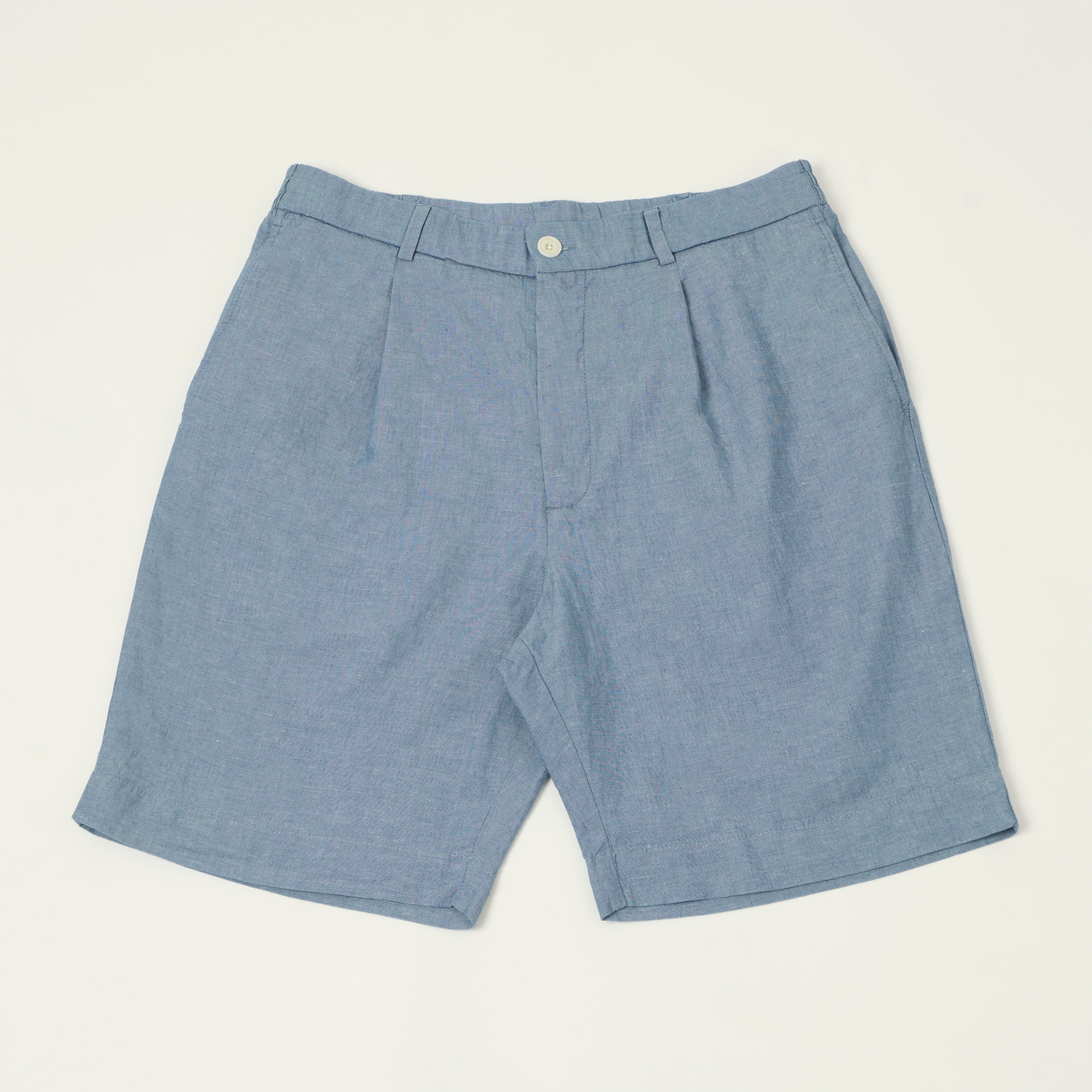 Hartford 'Task' Chambray Pleated Shorts - Blue