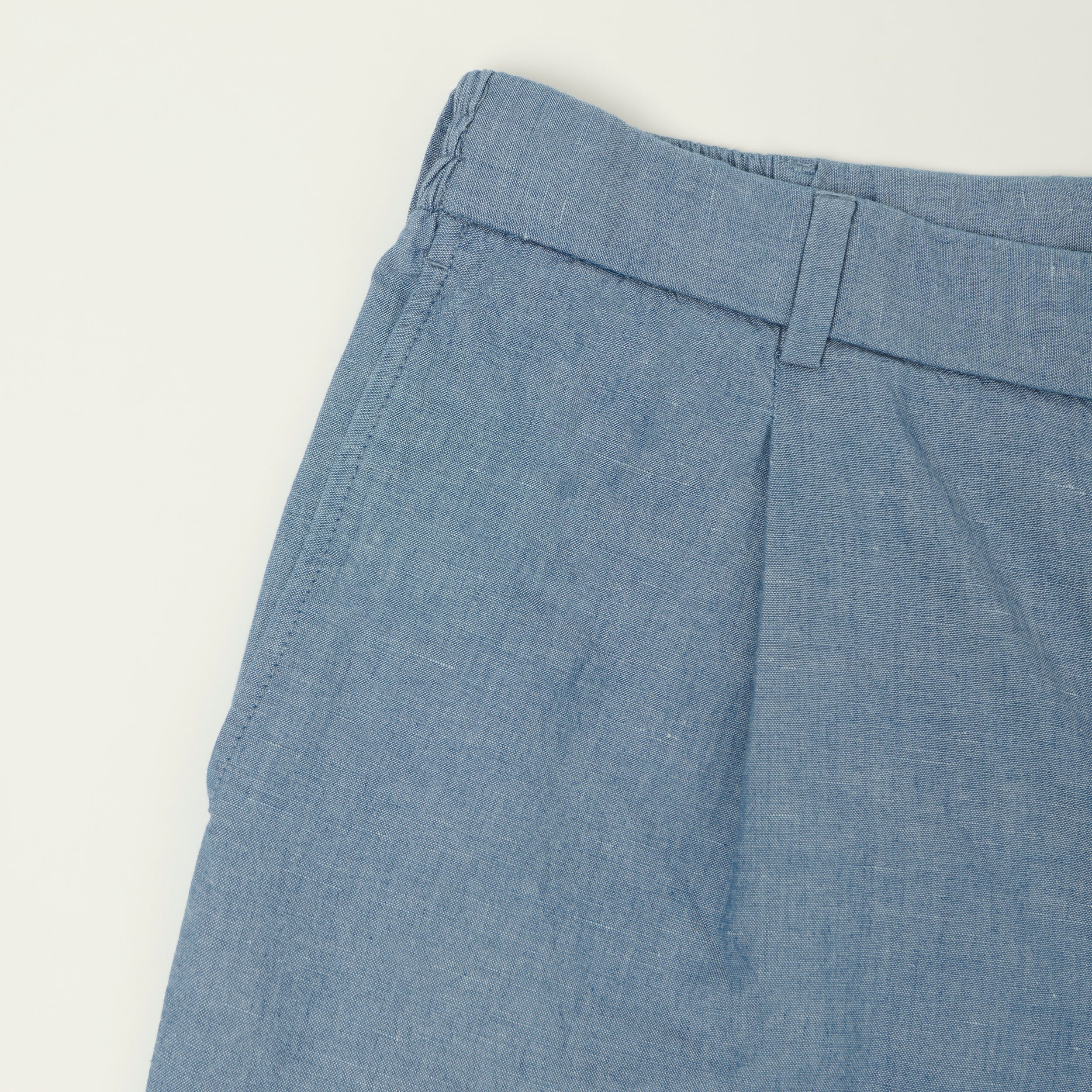 Hartford 'Task' Chambray Pleated Shorts - Blue