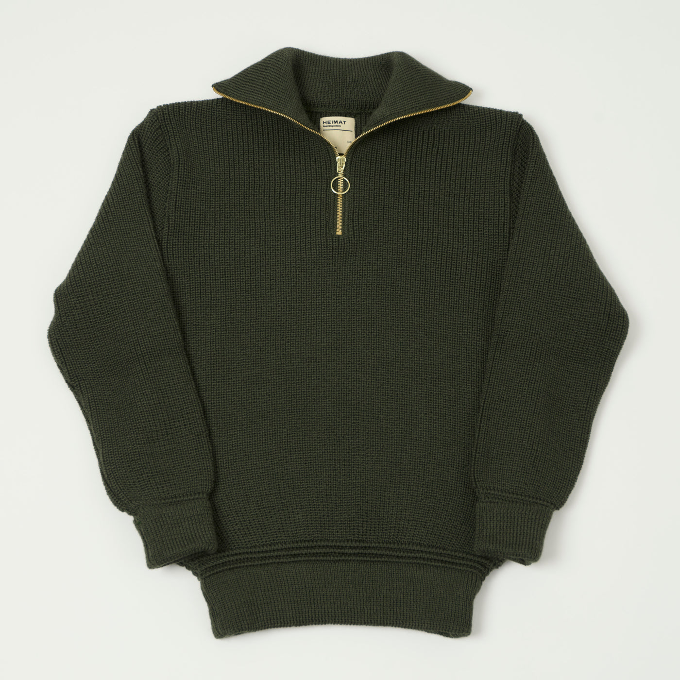 Heimat 'Segler' Quarter Zip Skipper Jumper - Military Green