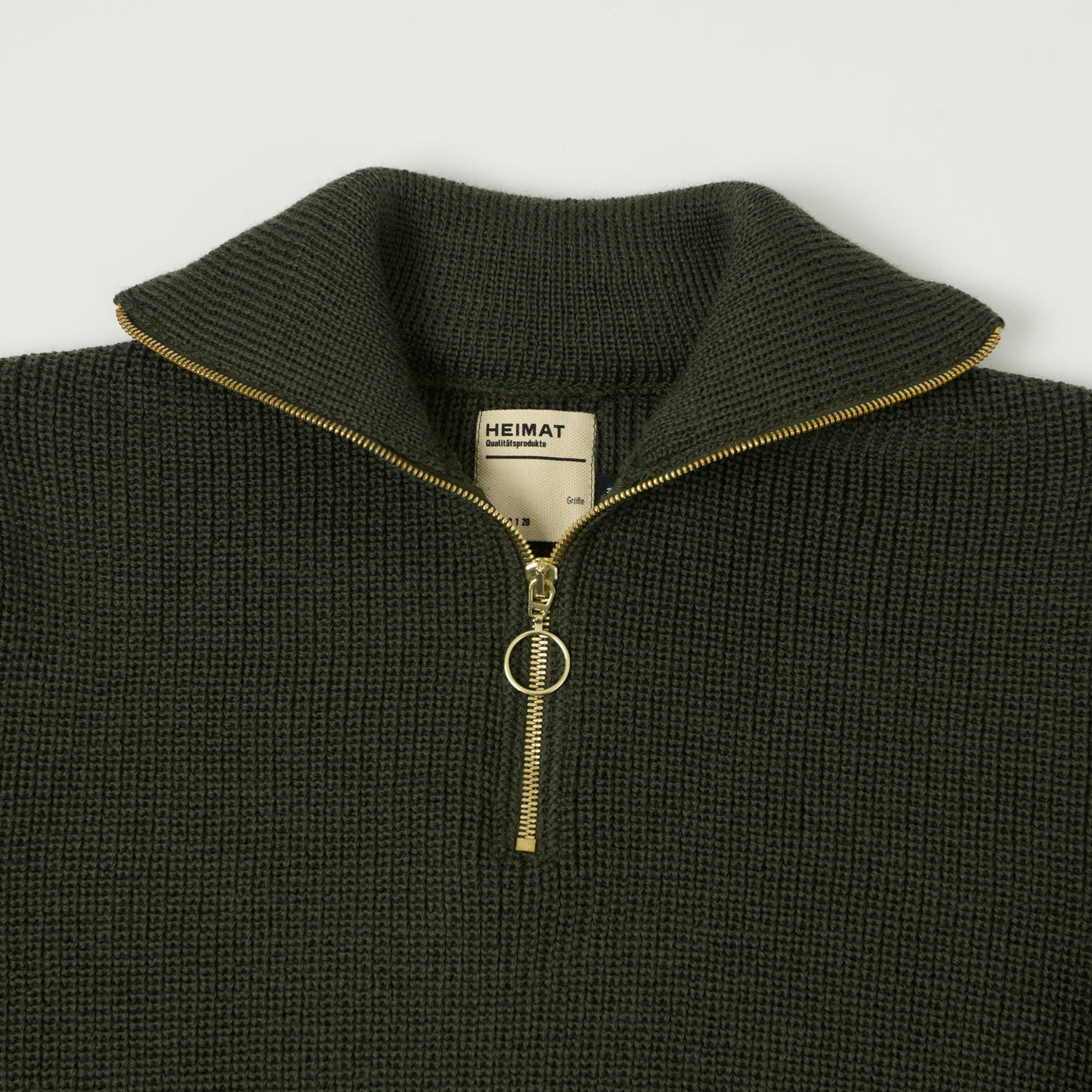 Heimat 'Segler' Quarter Zip Skipper Jumper - Military Green