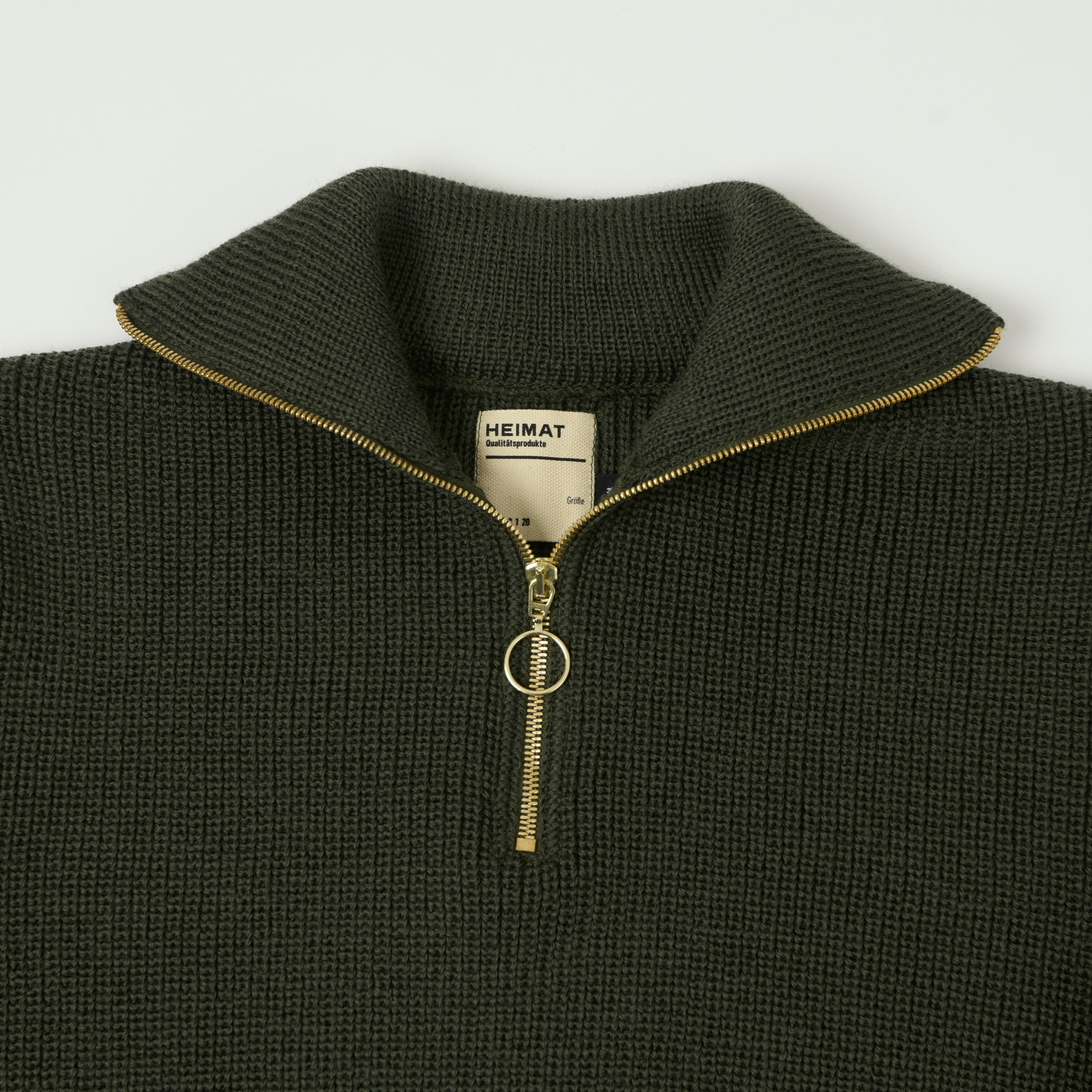 Heimat 'Segler' Quarter Zip Skipper Jumper - Military Green