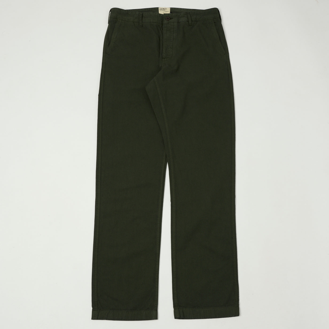 Heimat 'Journey' Herringbone Twill Chinos - Military Green