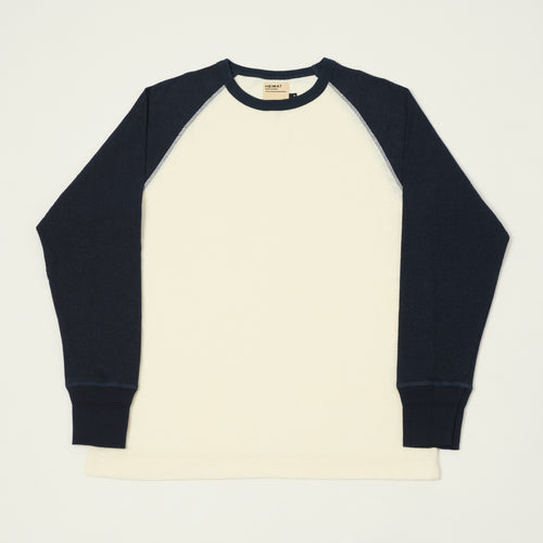 Heimat Raglan Sleeve Cotton Hemp Contrast T-Shirt - Seashell/Ink
