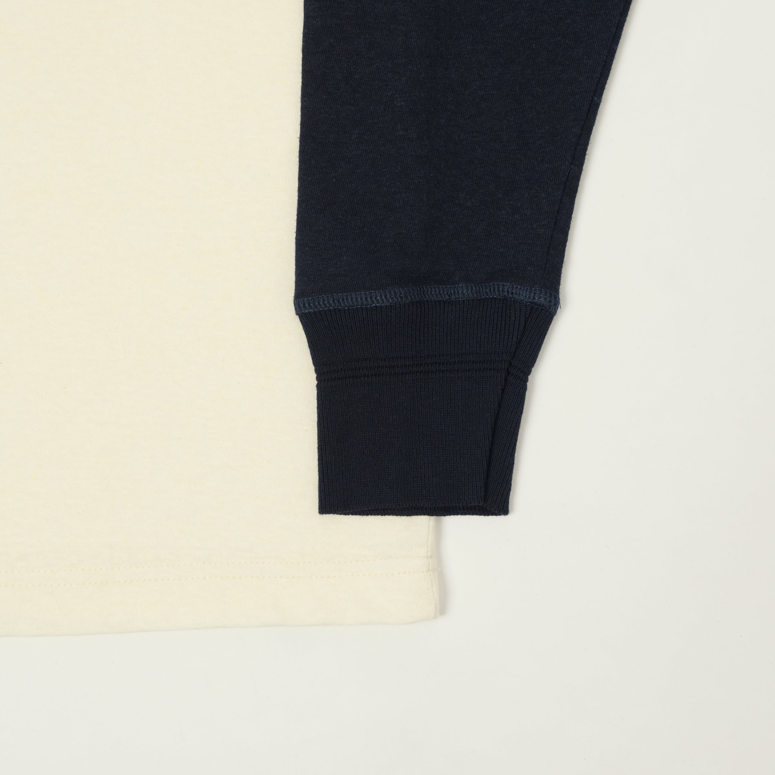 Heimat Raglan Sleeve Cotton Hemp Contrast T-Shirt - Seashell/Ink