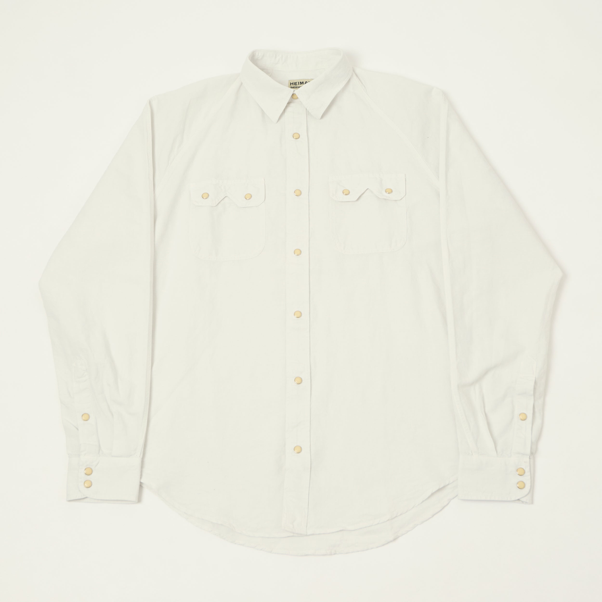 Heimat Raglan Sleeve Cotton Hemp Western Shirt - White