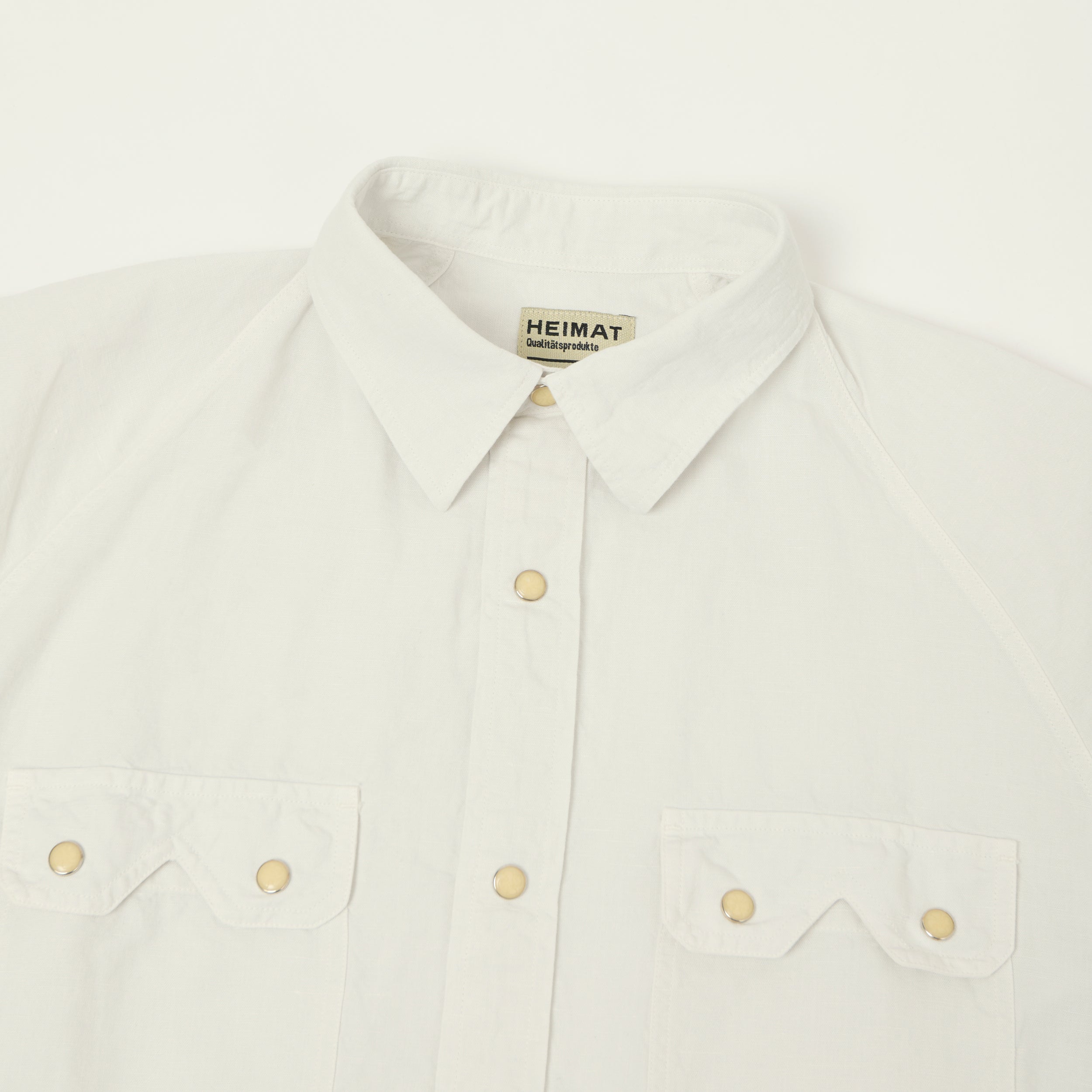 Heimat Raglan Sleeve Cotton Hemp Western Shirt - White