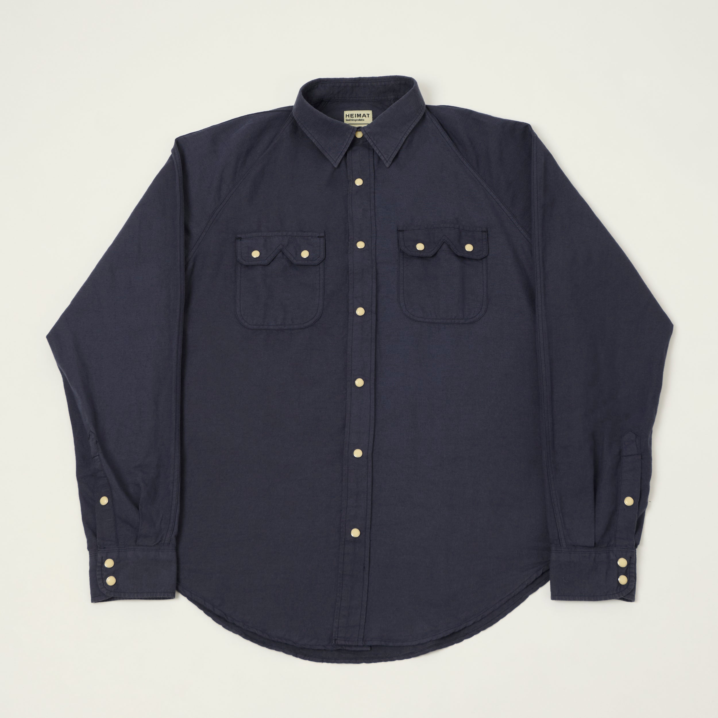 Heimat Raglan Sleeve Cotton Hemp Western Shirt - Ink