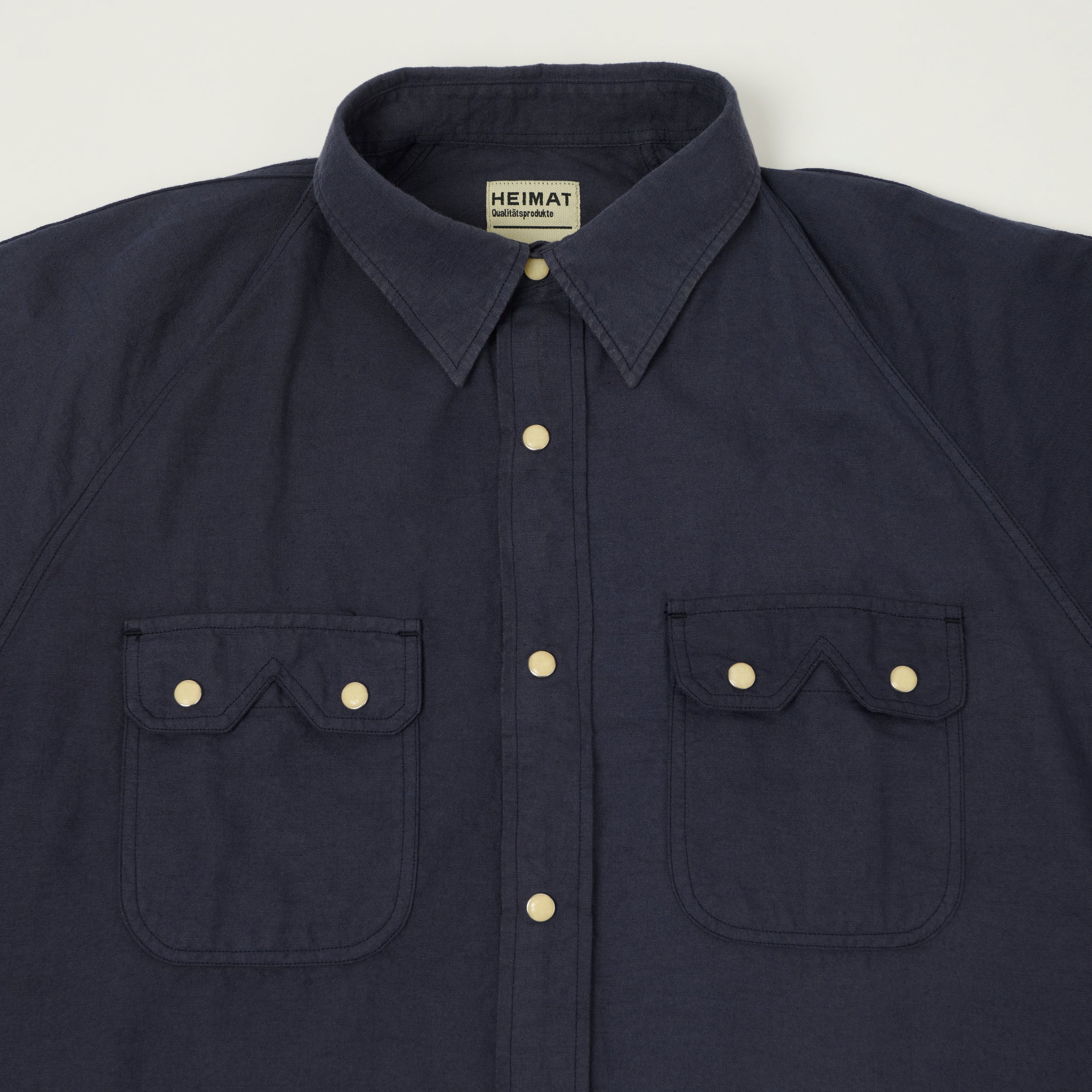 Heimat Raglan Sleeve Cotton Hemp Western Shirt - Ink