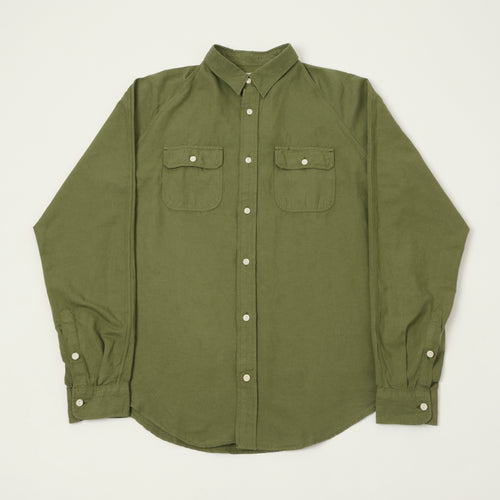 Heimat Raglan Sleeve Cotton Hemp Work Shirt - Military Green