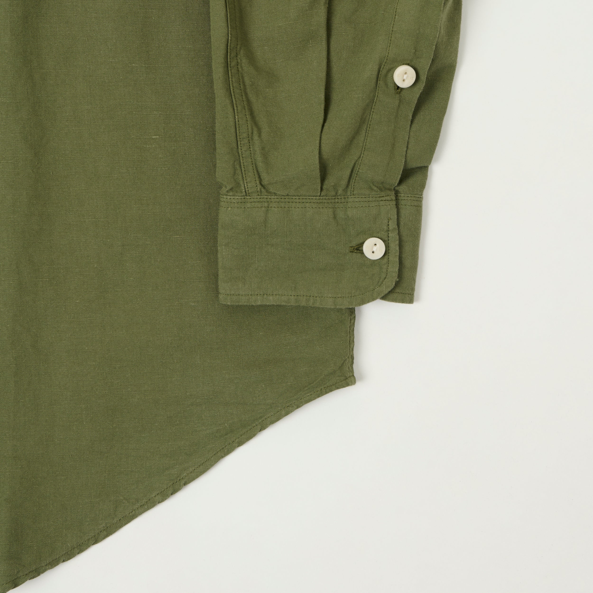 Heimat Raglan Sleeve Cotton Hemp Work Shirt - Military Green
