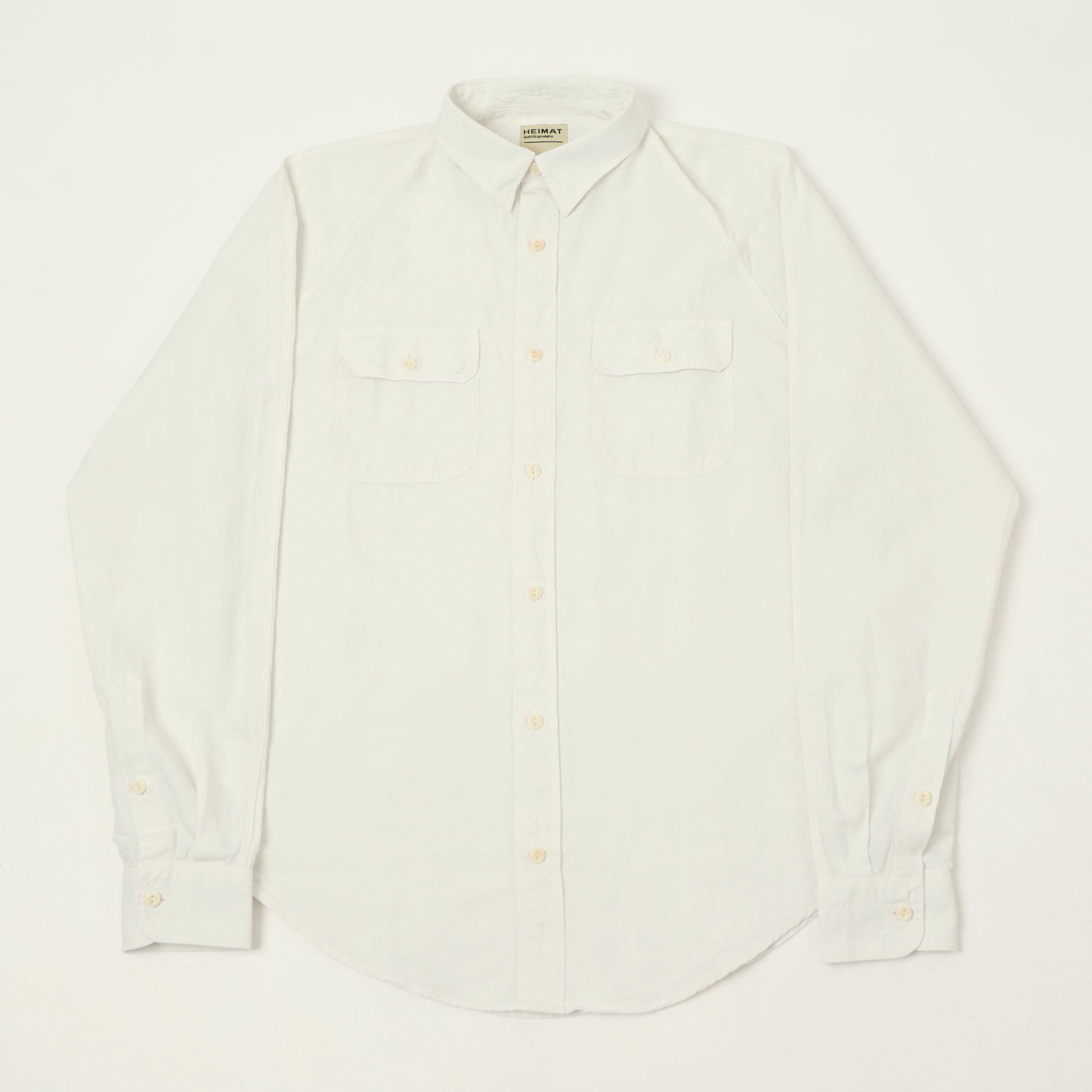 Heimat Raglan Sleeve Cotton Hemp Work Shirt - White