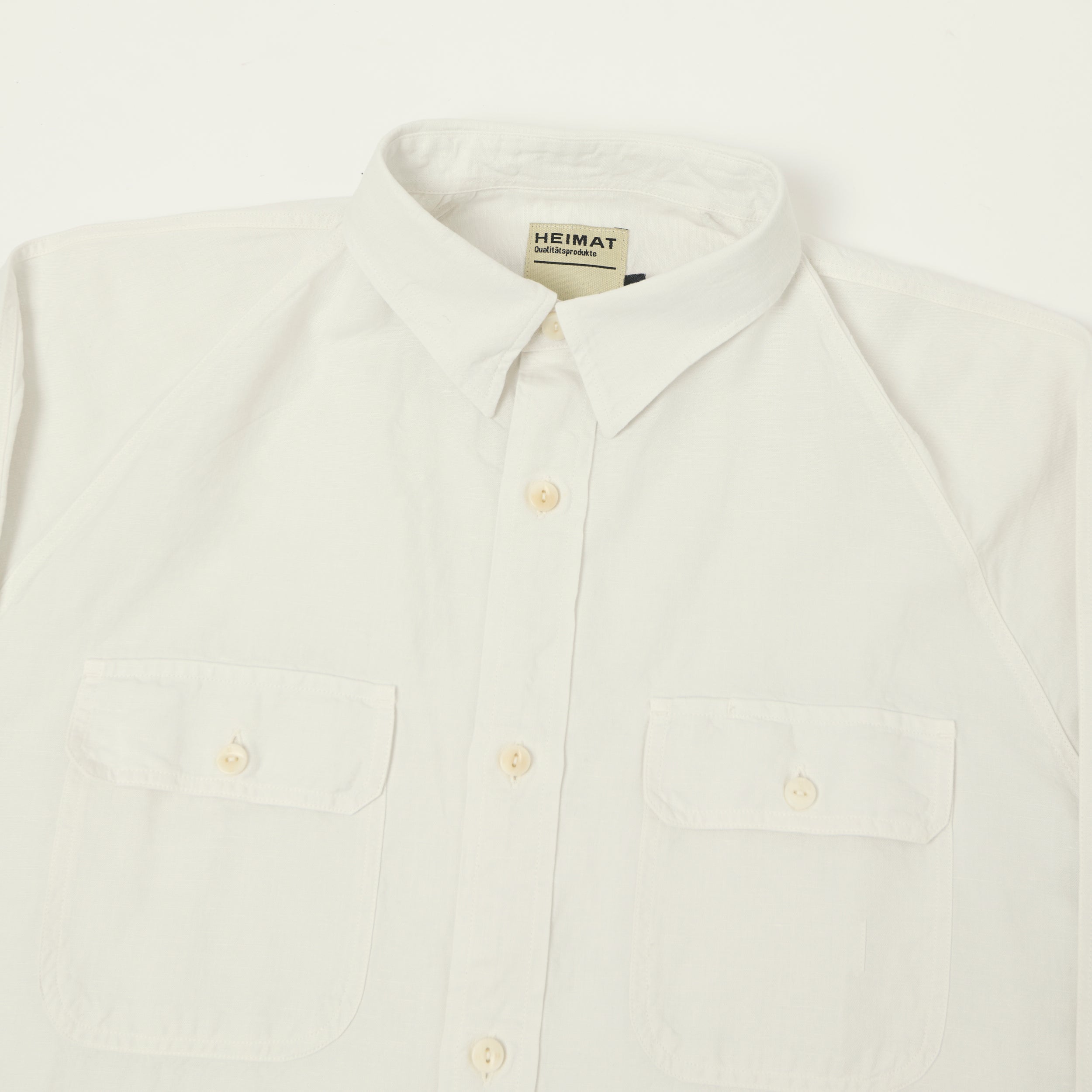 Heimat Raglan Sleeve Cotton Hemp Work Shirt - White