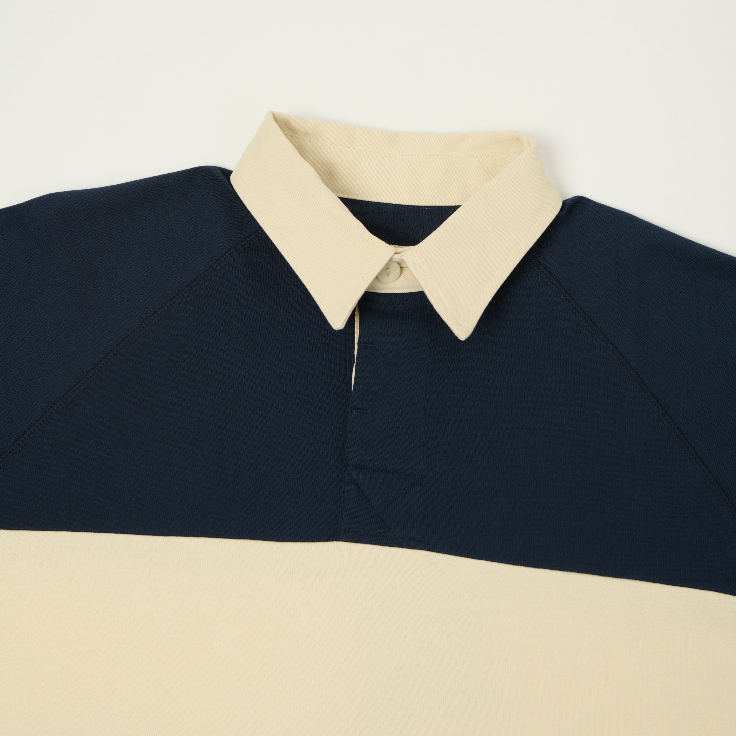 Heimat Raglan Sleeve Rugby Shirt - Ink Blue/Seashell