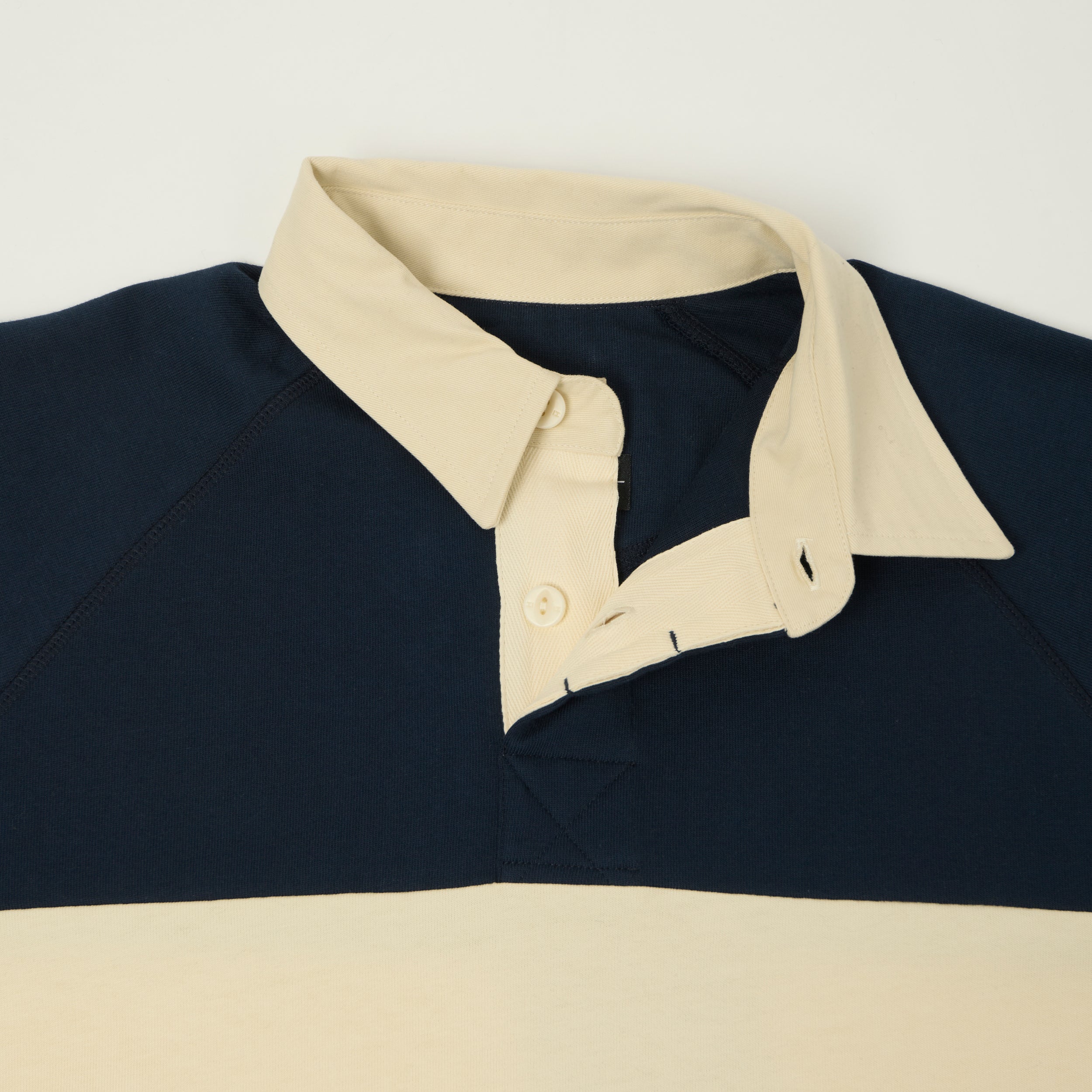 Heimat Raglan Sleeve Rugby Shirt - Ink Blue/Seashell