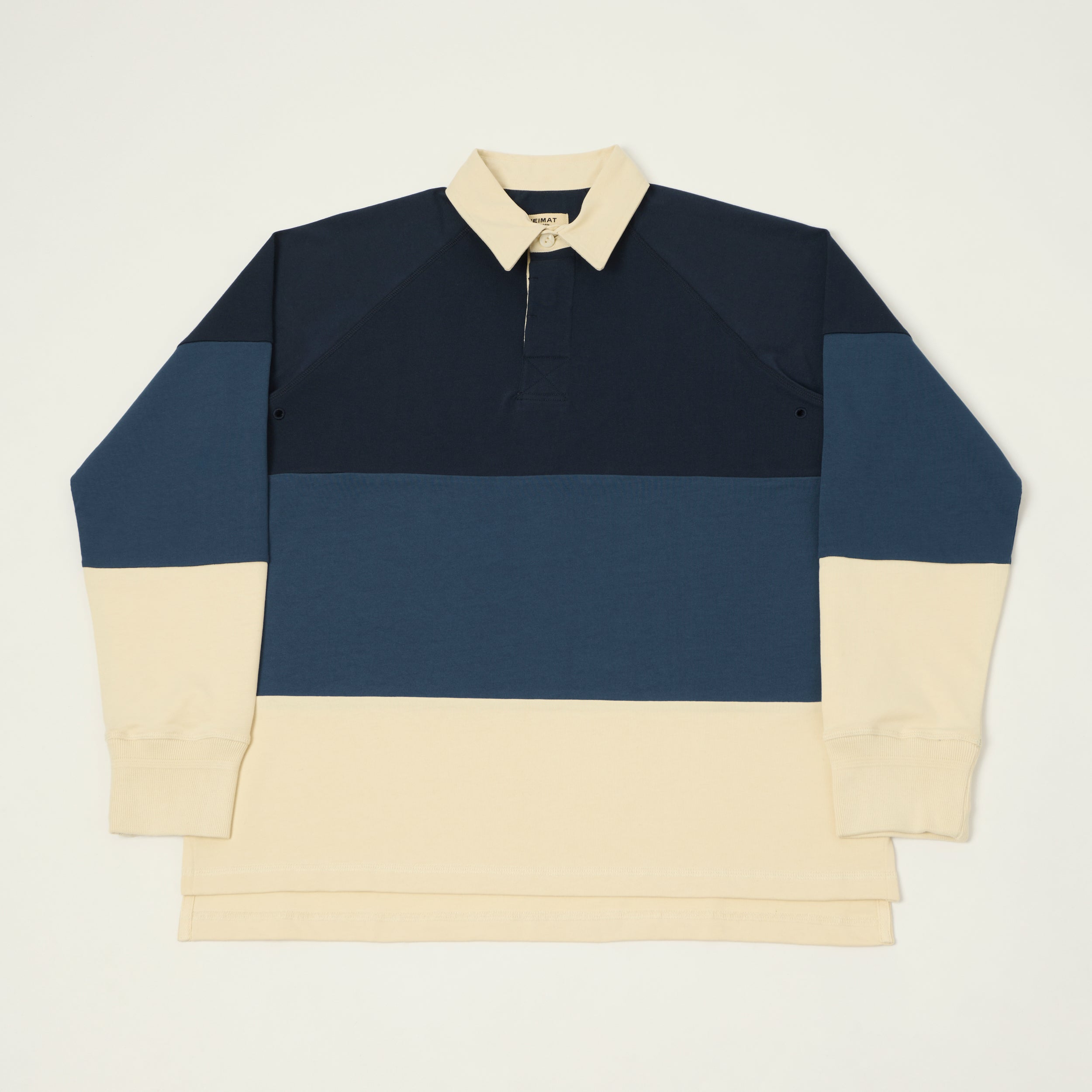 Heimat Raglan Sleeve Rugby Shirt - Trail Blue/Ink/Seashell