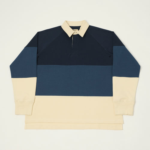 Heimat Raglan Sleeve Rugby Shirt - Trail Blue/Ink/Seashell
