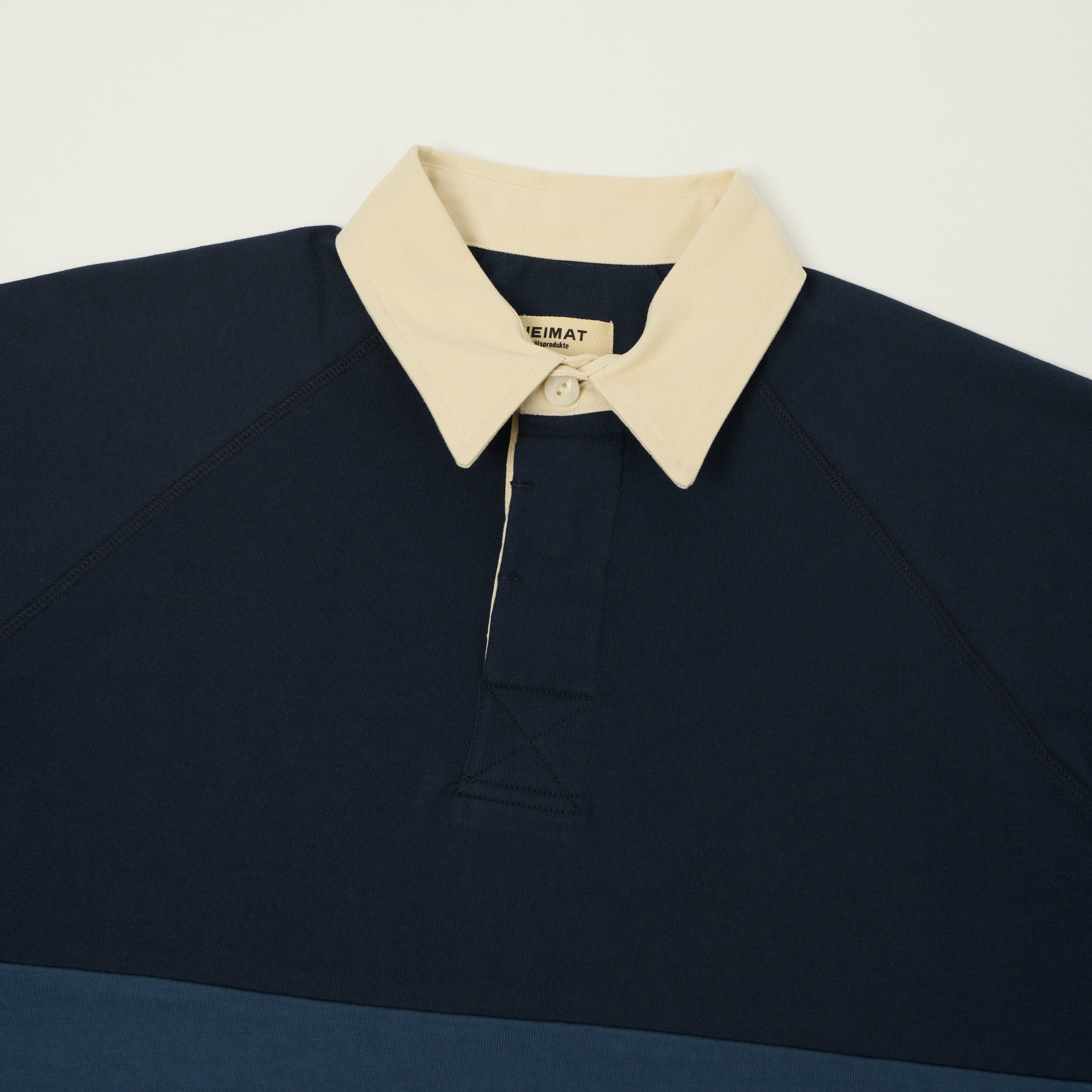 Heimat Raglan Sleeve Rugby Shirt - Trail Blue/Ink/Seashell