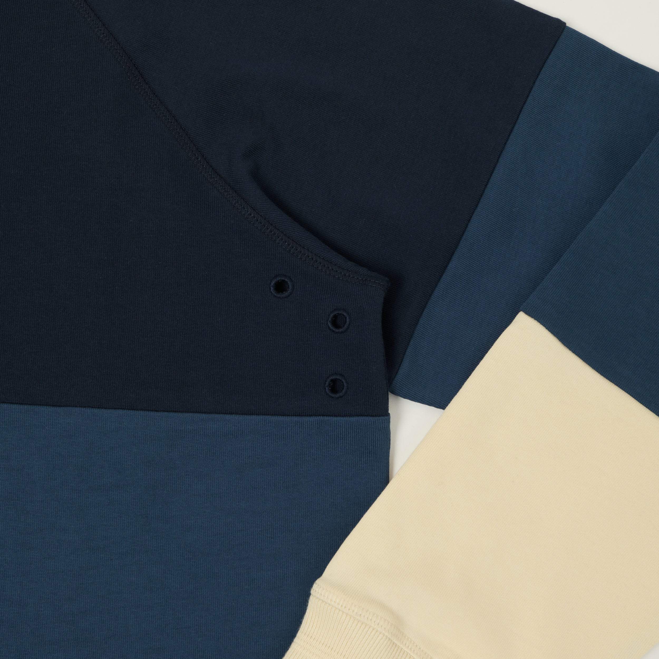 Heimat Raglan Sleeve Rugby Shirt - Trail Blue/Ink/Seashell
