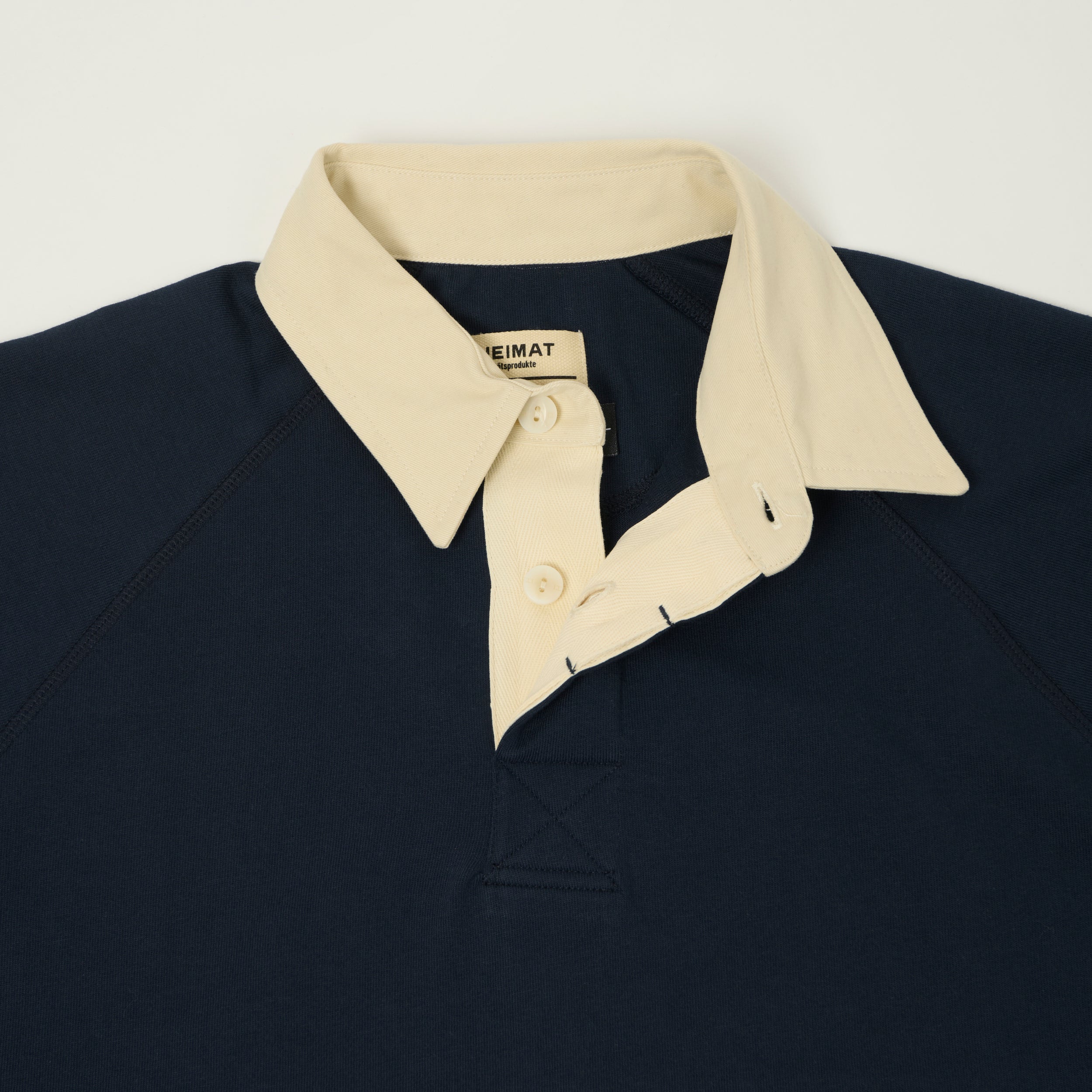 Heimat Raglan Sleeve Rugby Shirt - Trail Blue/Ink/Seashell