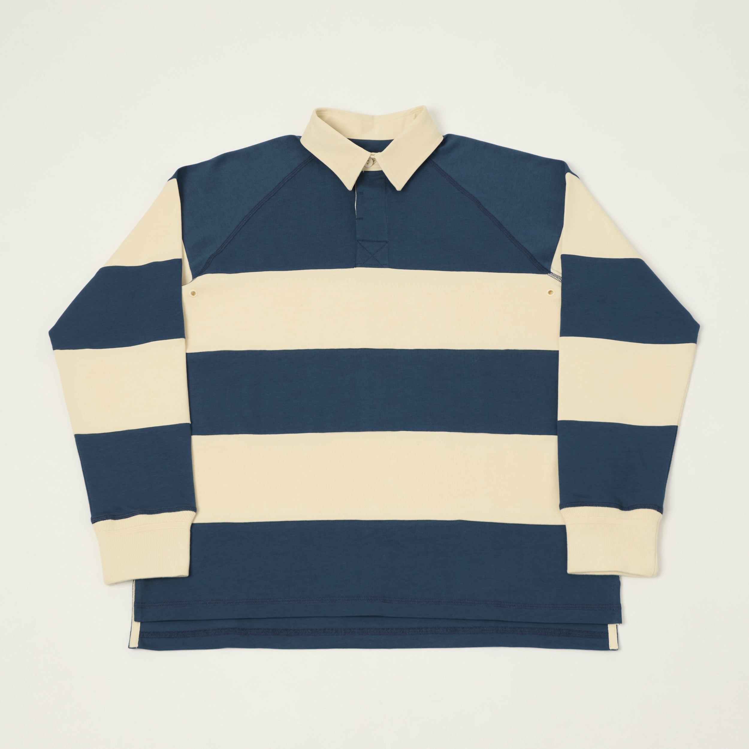 Heimat Raglan Sleeve Rugby Shirt - Trail Blue/Seashell