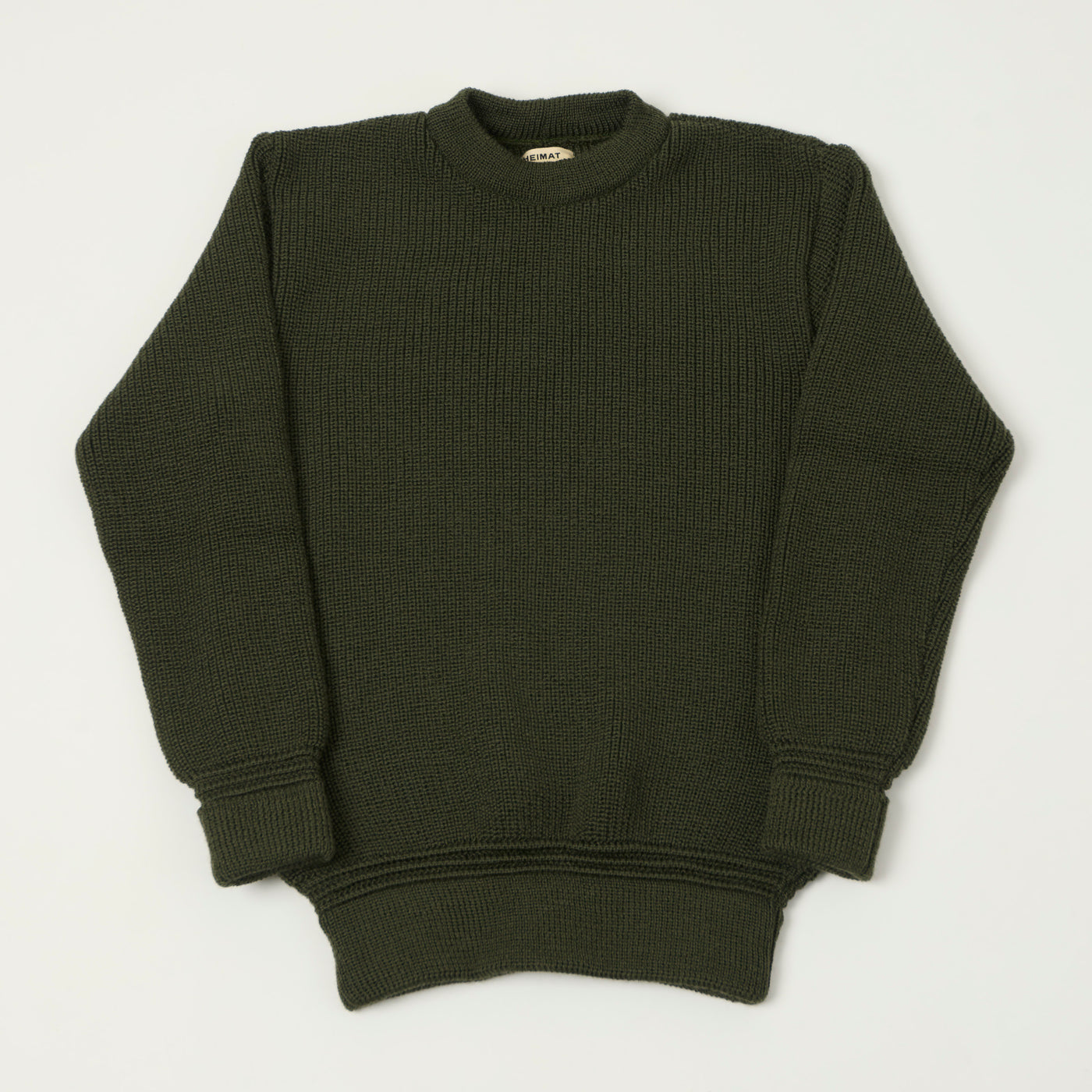 Heimat 'Rundhals' Crew Neck Jumper - Military Green