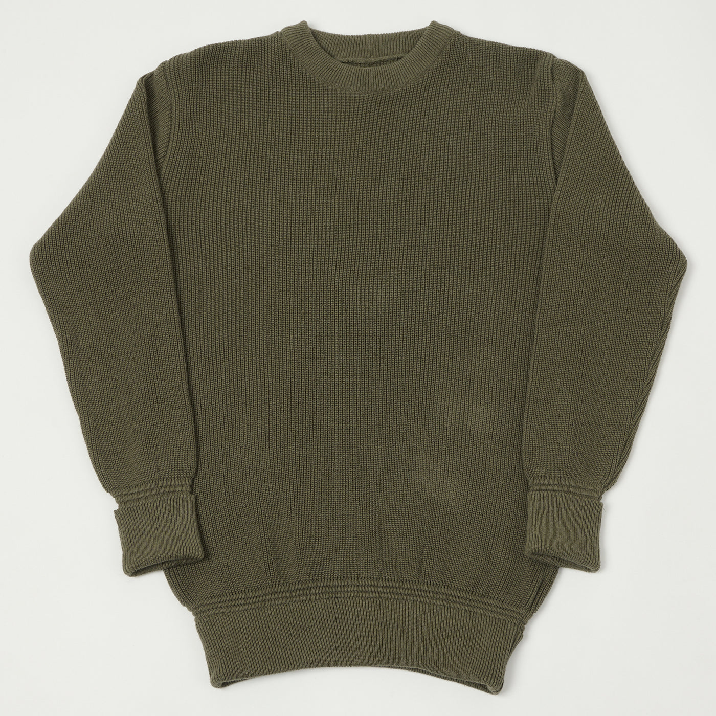Heimat 'Rundhals' Cotton Linen Crew Neck Sweater - Military Green