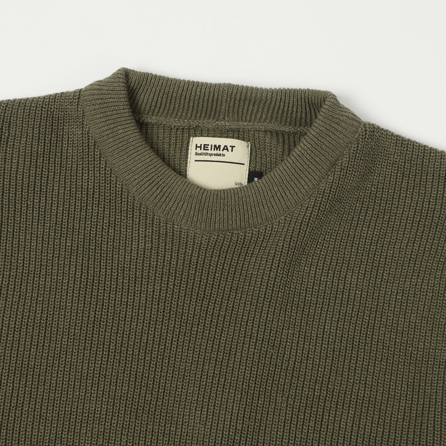 Heimat 'Rundhals' Cotton Linen Crew Neck Sweater - Military Green
