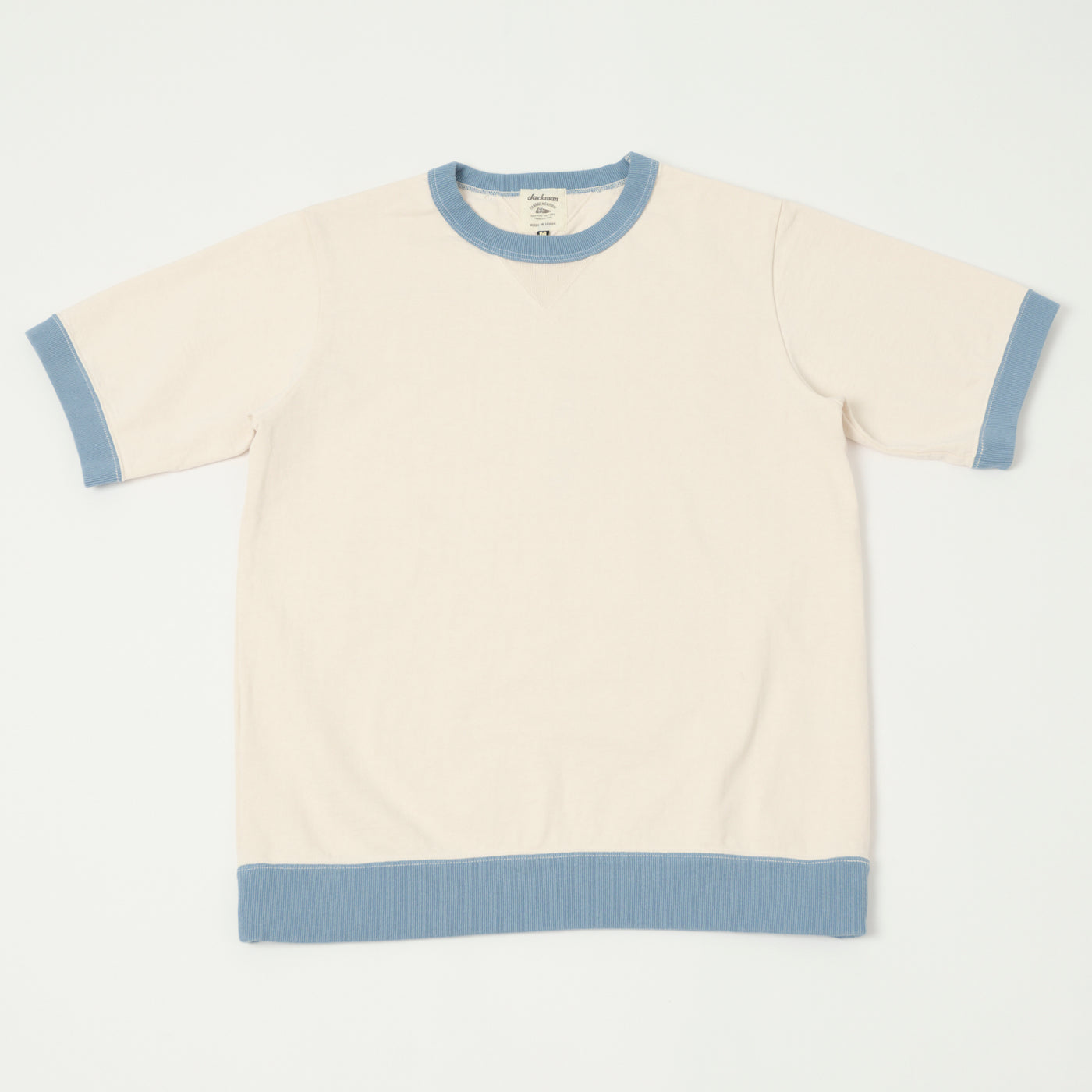 Jackman Dotsume Rib T-Shirt - Soft Pink/Blue Grey