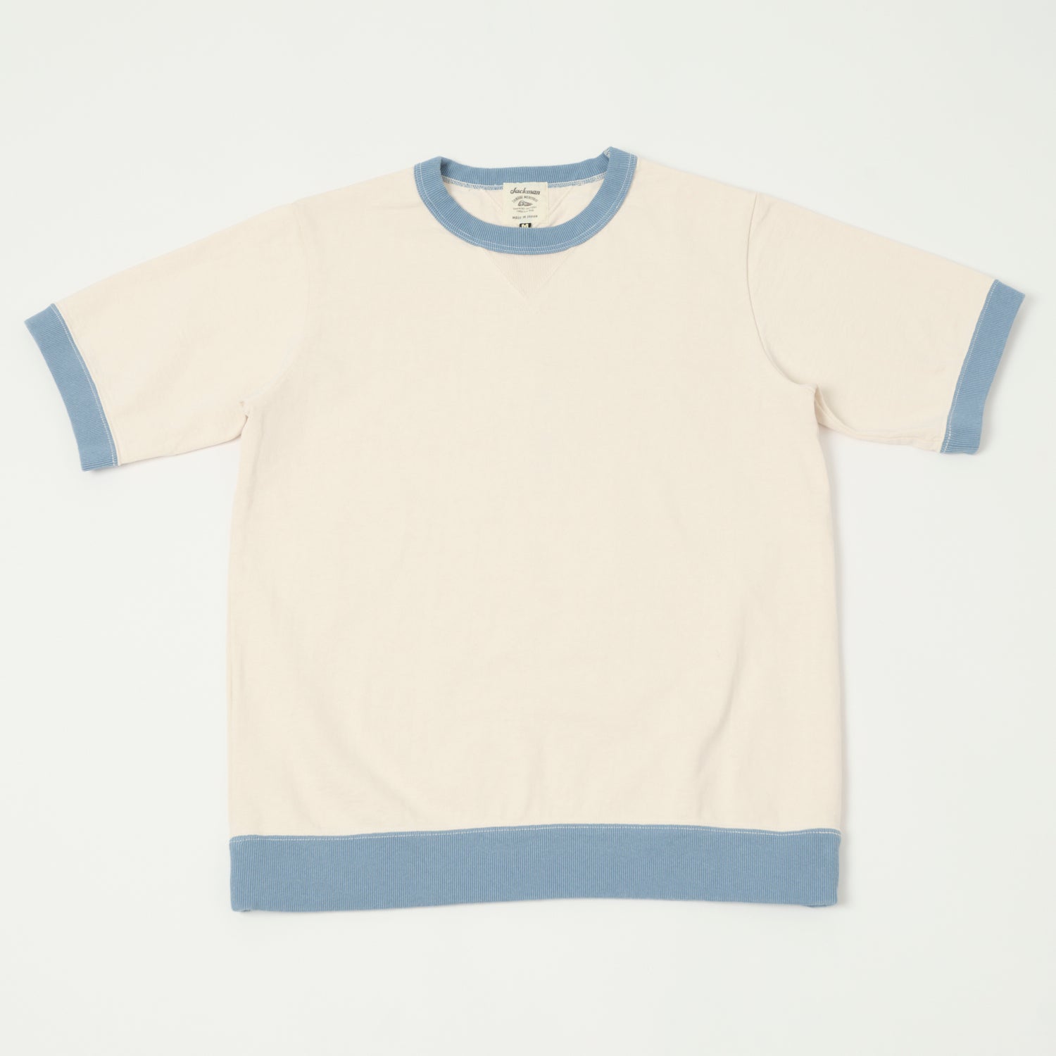 Jackman Dotsume Rib T-Shirt - Soft Pink/Blue Grey