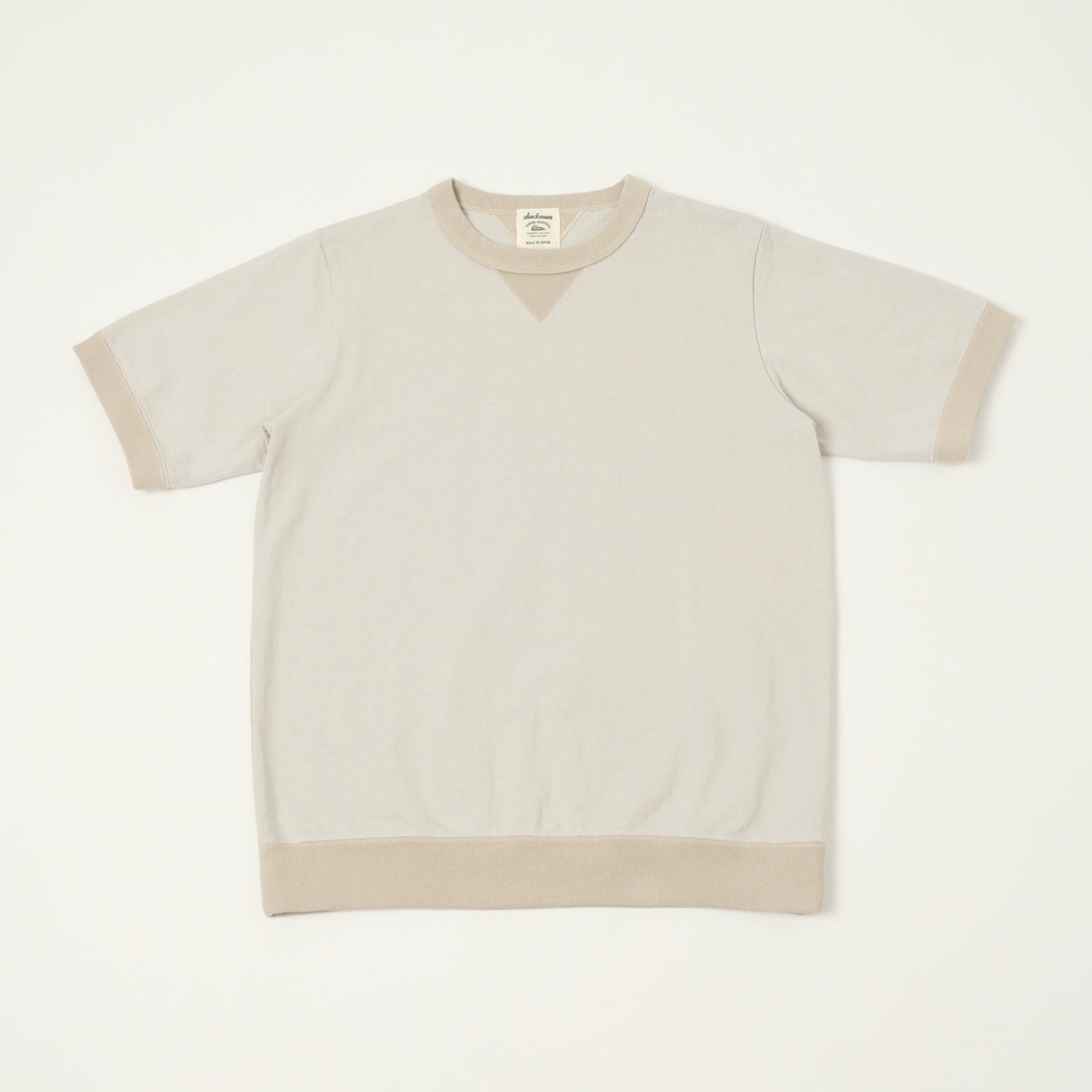 Jackman Dotsume Rib T-Shirt - Retro Silver/Dark Beige
