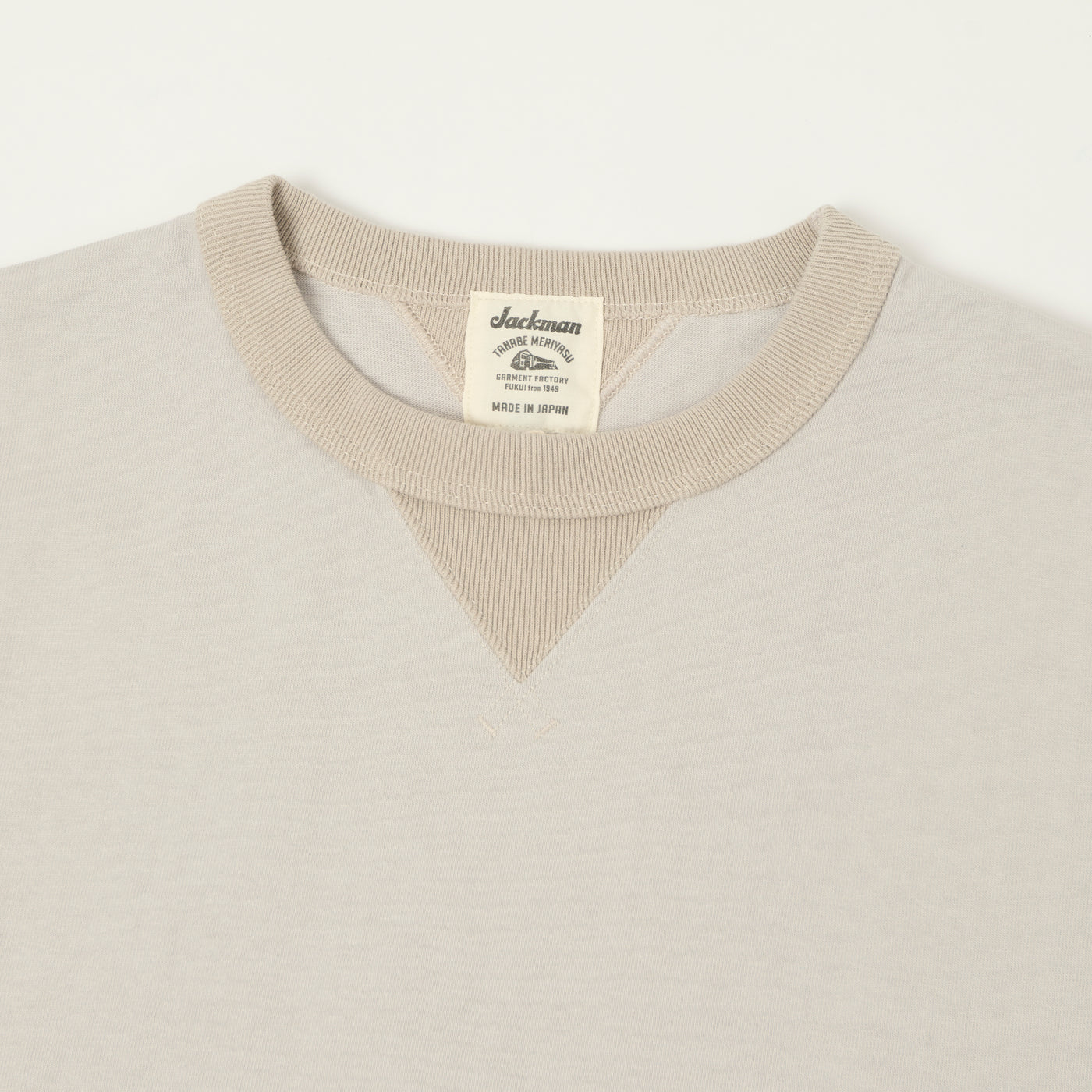 Jackman Dotsume Rib T-Shirt - Retro Silver/Dark Beige