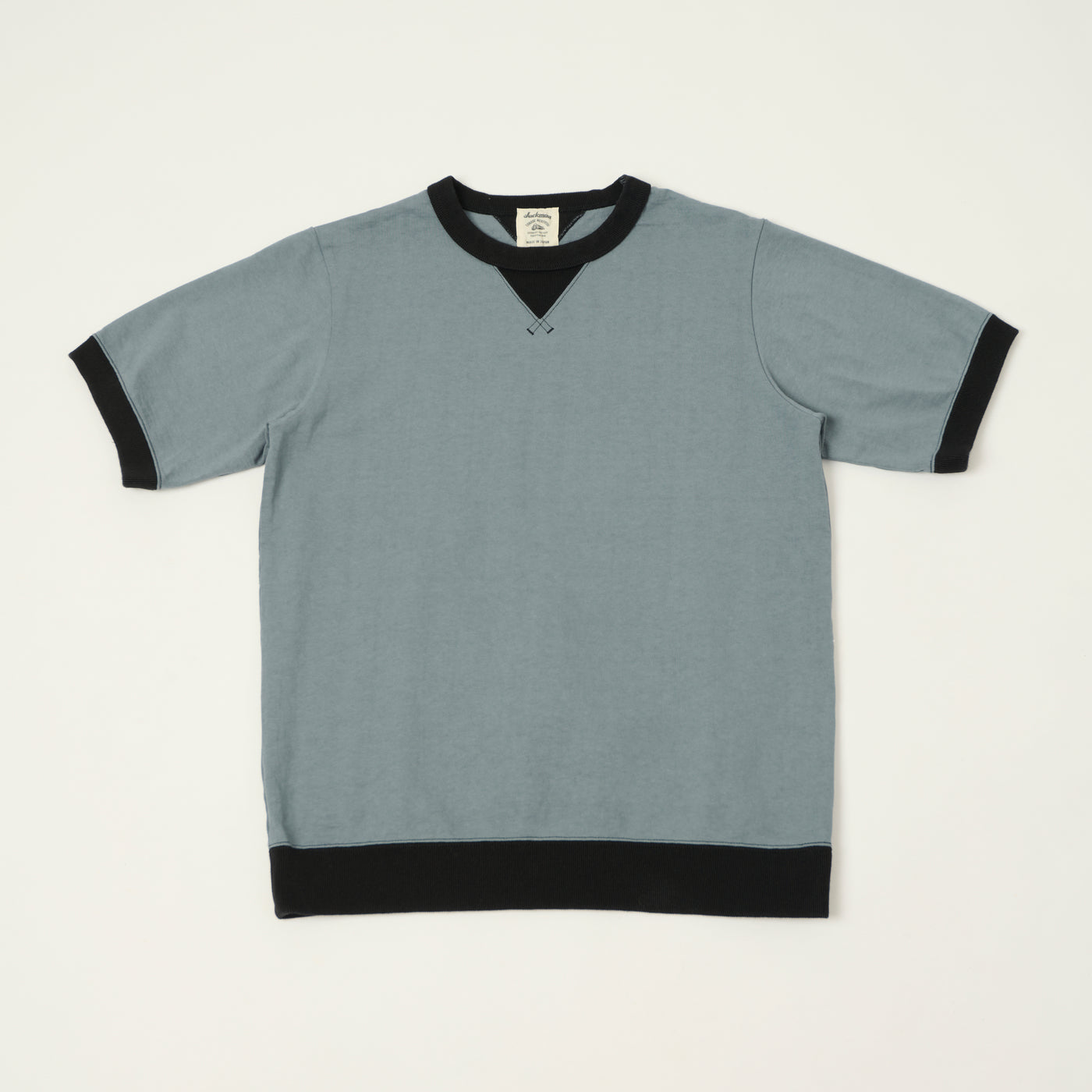 Jackman Dotsume Rib T-Shirt - Wolf Grey/Black