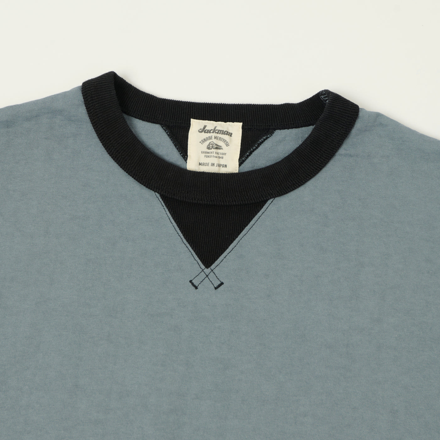 Jackman Dotsume Rib T-Shirt - Wolf Grey/Black