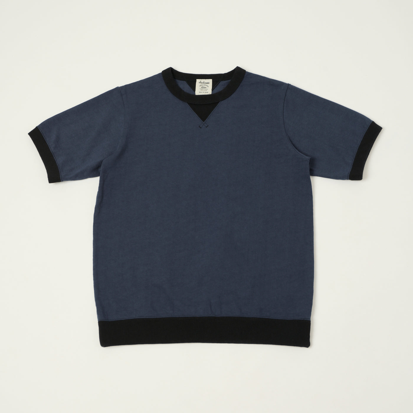 Jackman Dotsume Rib T-Shirt - Royal Navy/Black