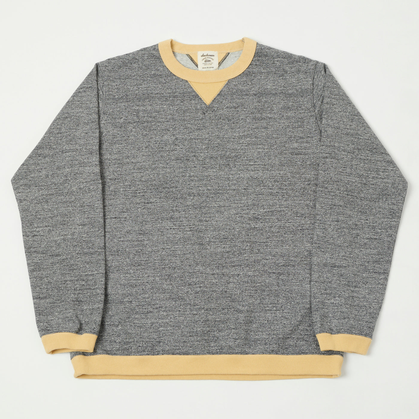 Jackman Long Sleeve Dotsume Rib T-Shirt - Charcoal/Butter