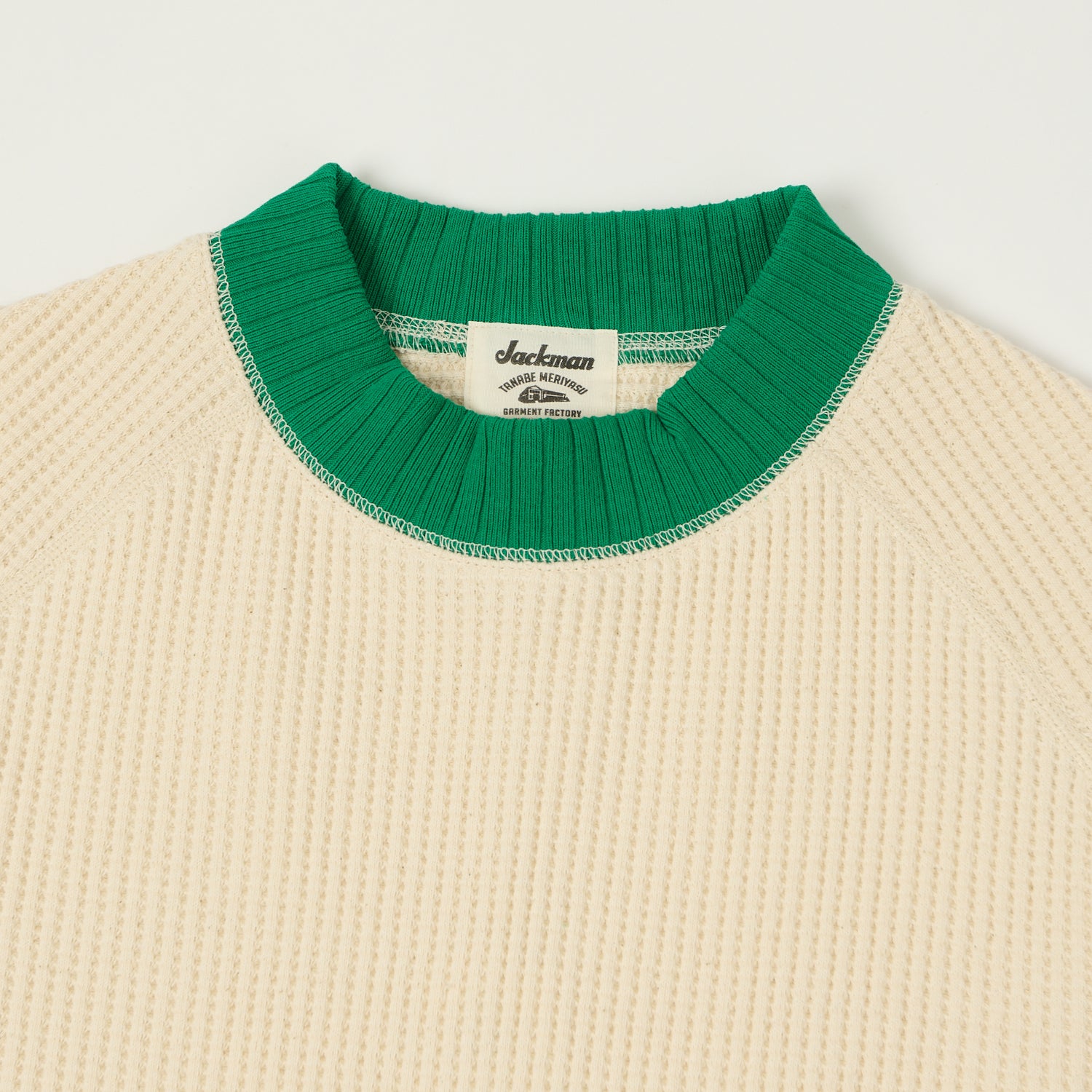 Jackman Midneck Waffle Sweatshirt - Ivory/Green