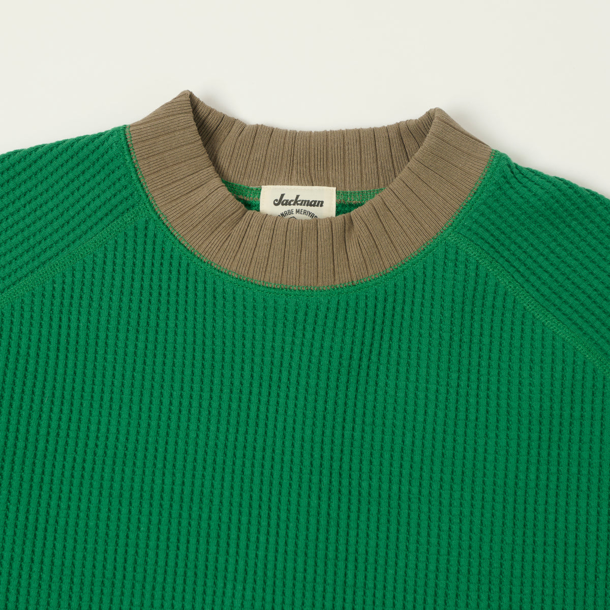 Jackman Midneck Waffle Sweatshirt - Green/Sepia